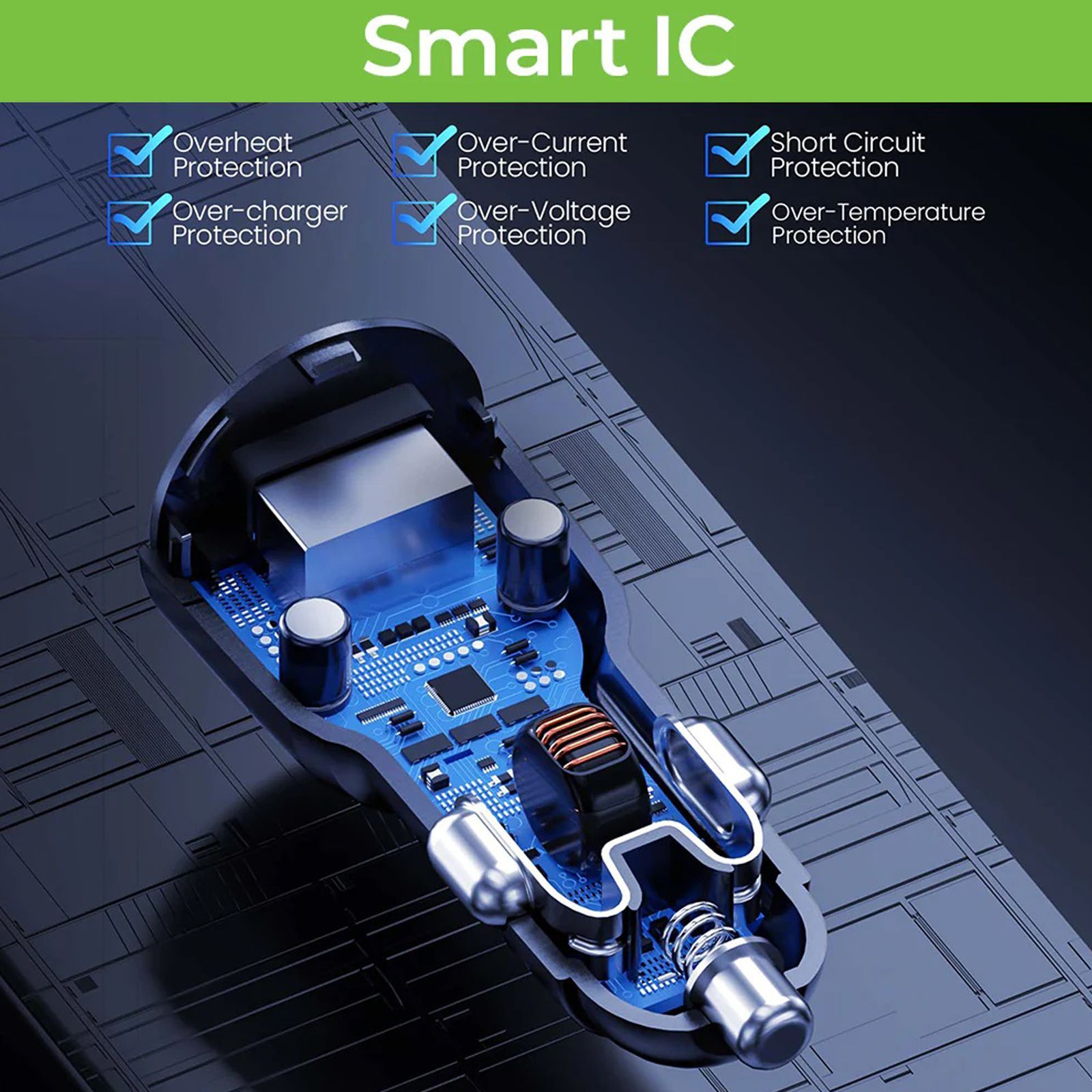 ultraprolink Mach 60 60 Watts 2 USB Ports Car Charging Adapter (Smart IC Technology, UM1158, Black)_4