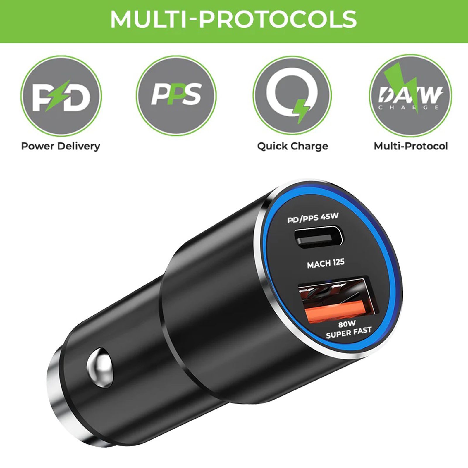 ultraprolink Mach 125 125 Watts 2 USB Ports Type C and Type A Car Charging Adapter with Cable (Multi Layer Protection, UM1160, Black)_2