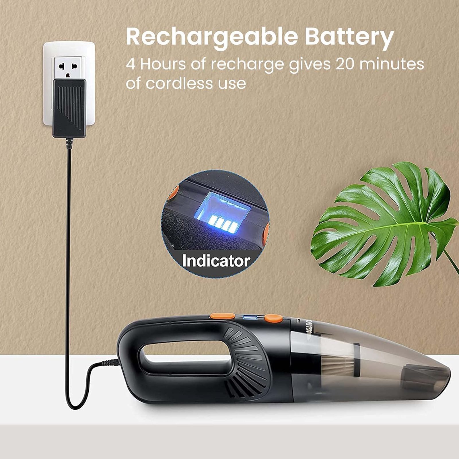 AGARO HVC1081 100W Cordless Car Vacuum Cleaner with Powerful Suction (2800 mAh Battery, Black)_5