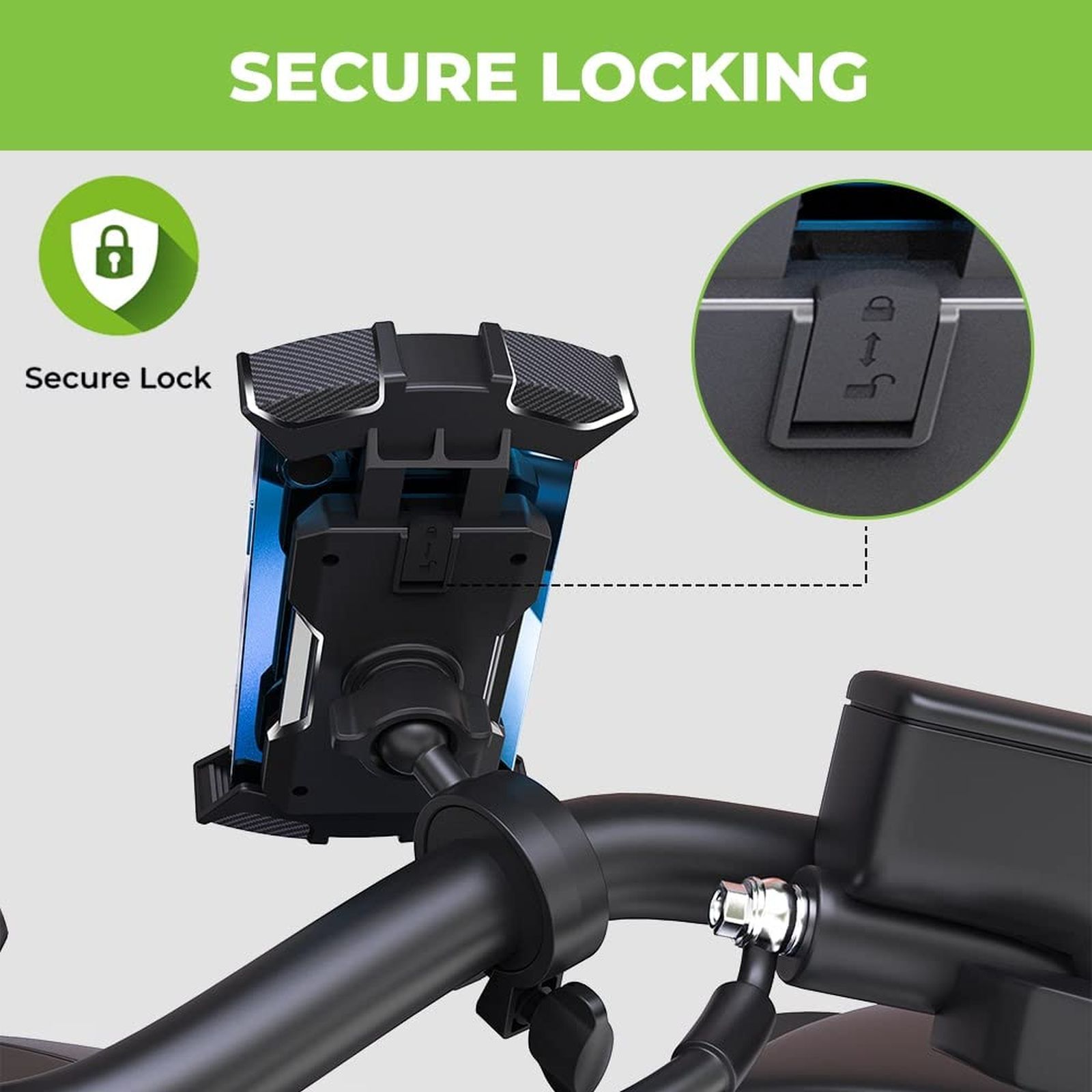 ultraprolink UM1138 Bike and Motorcycle Mount for Mobile (Secure Lock, Black)_3