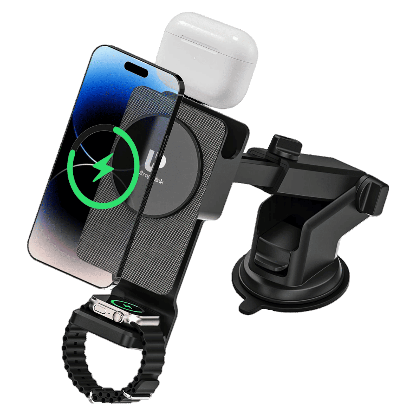 ultraprolink Vylis Auto 20W Wireless Car Charger for Smartphones, Smartwatch and AirPods (Powerful Magnet, Black)_1