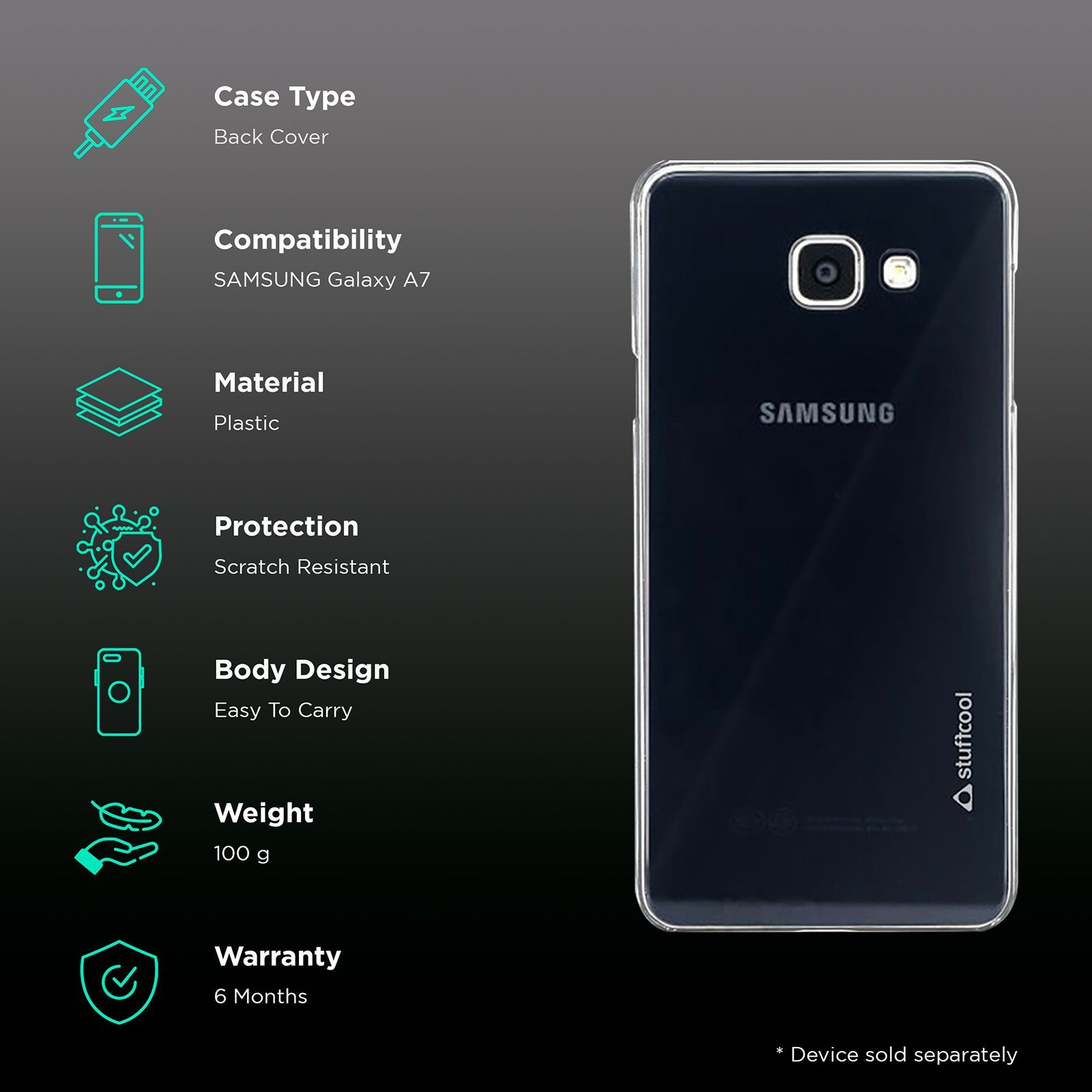 stuffcool Clair Hard Plastic Back Cover for Samsung Galaxy A7 (Camera Protection, Transparent)_2