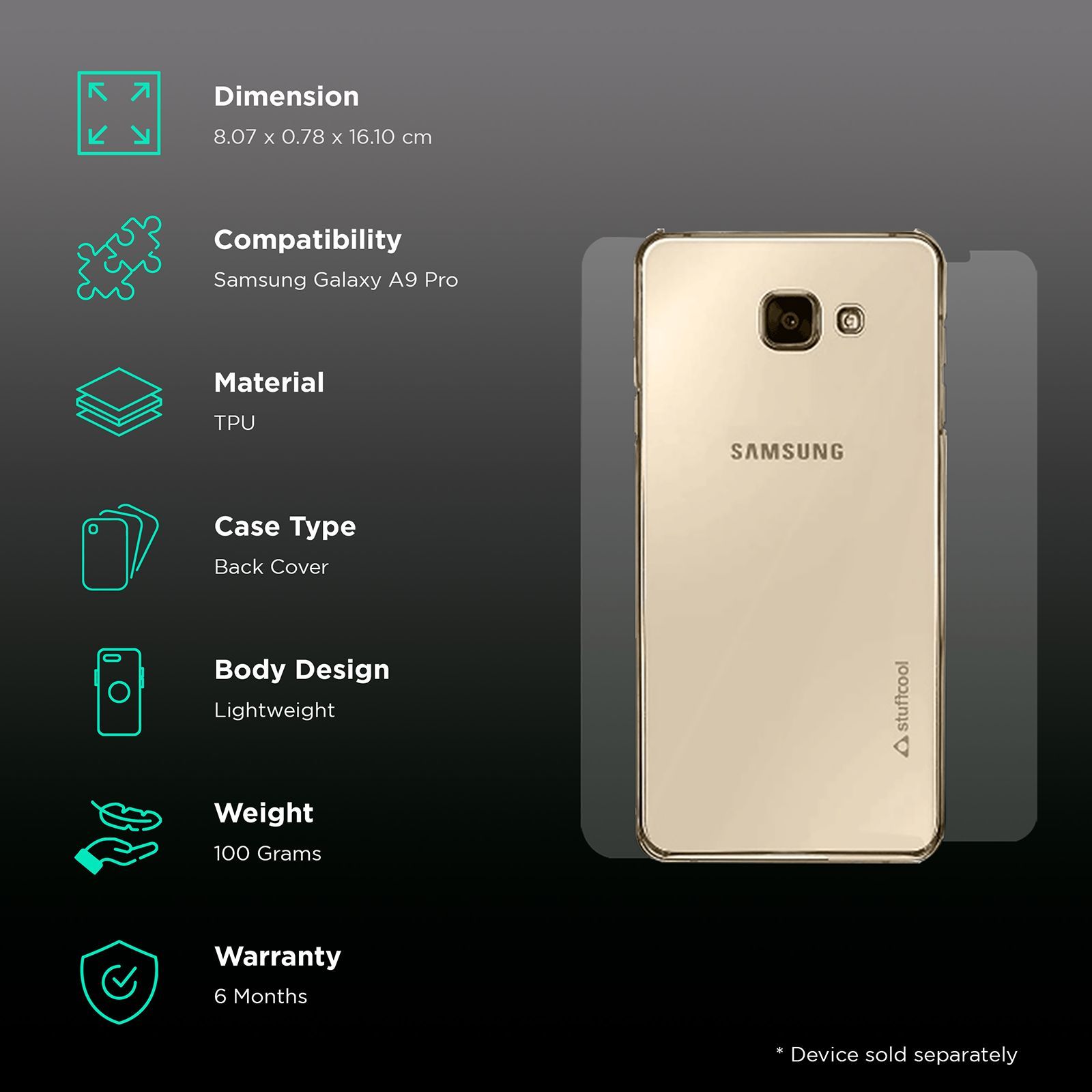 stuffcool PRSGA9 Soft TPU Back Cover for Samsung Galaxy A9 Pro (Camera Protection, Clear) stuffcool PRSGA9 Soft TPU Back Cover for Samsung Galaxy A9 Pro (Camera Protection, Clear)_2