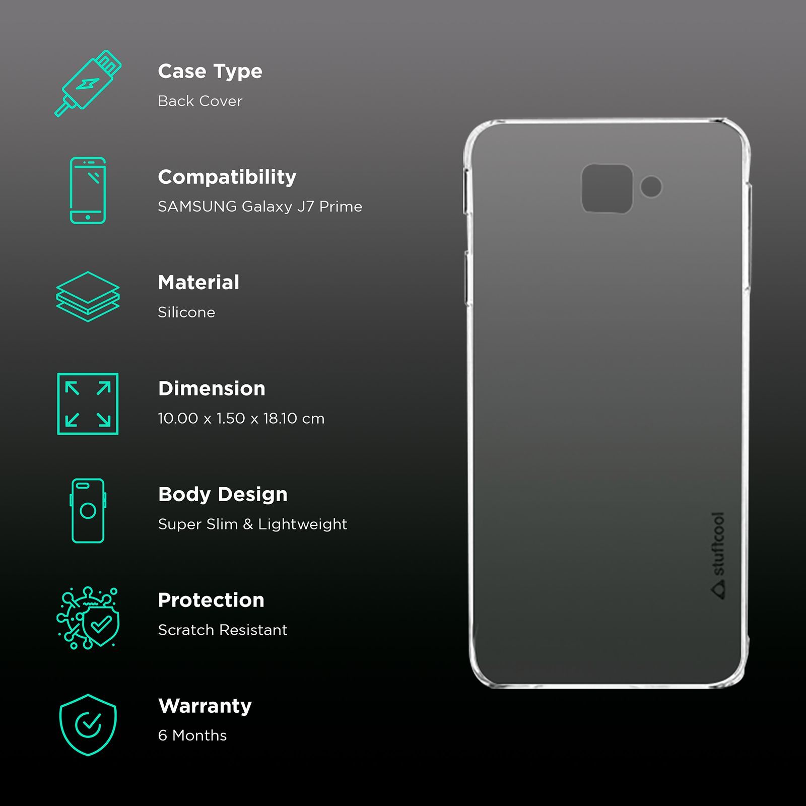 stuffcool Pure Soft Silicone Rubber Back Cover for Samsung Galaxy J7 Prime (Camera Protection, Transparent)_2