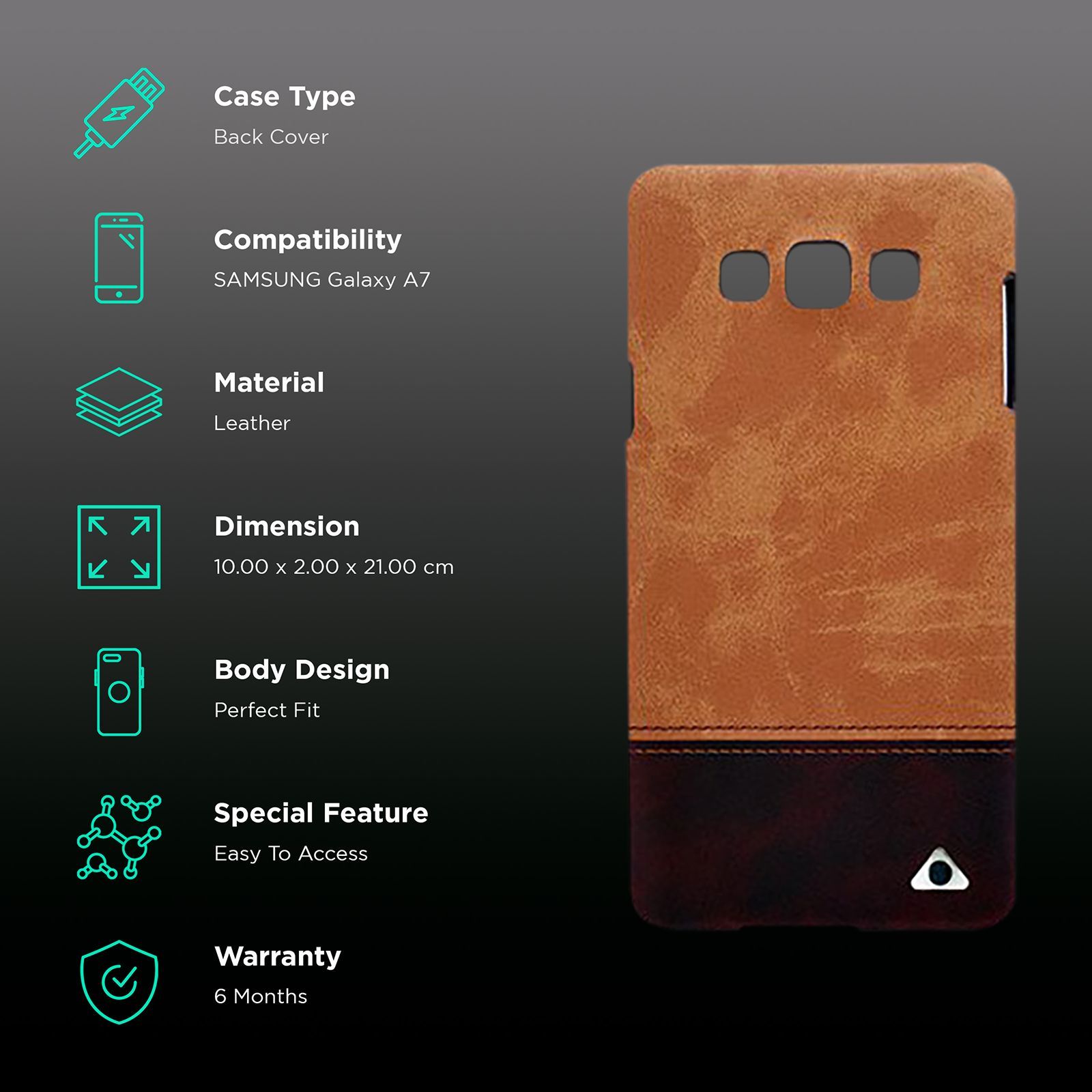 stuffcool Vogue PU Leather Back Cover for Samsung Galaxy A7 (Lightweight Design, Brown)_2