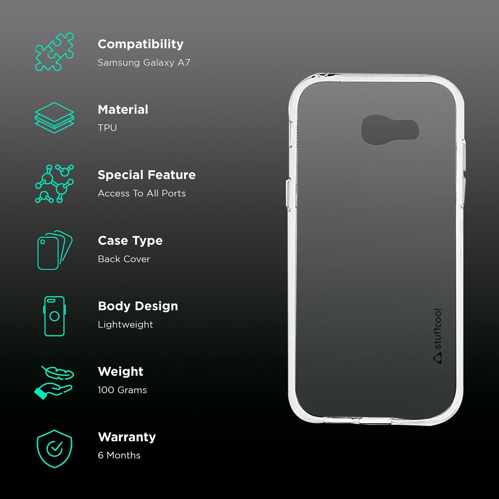 stuffcool PRSGA717 TPU Back Cover for Samsung Galaxy A7 (Camera Protection, Transparent)_2