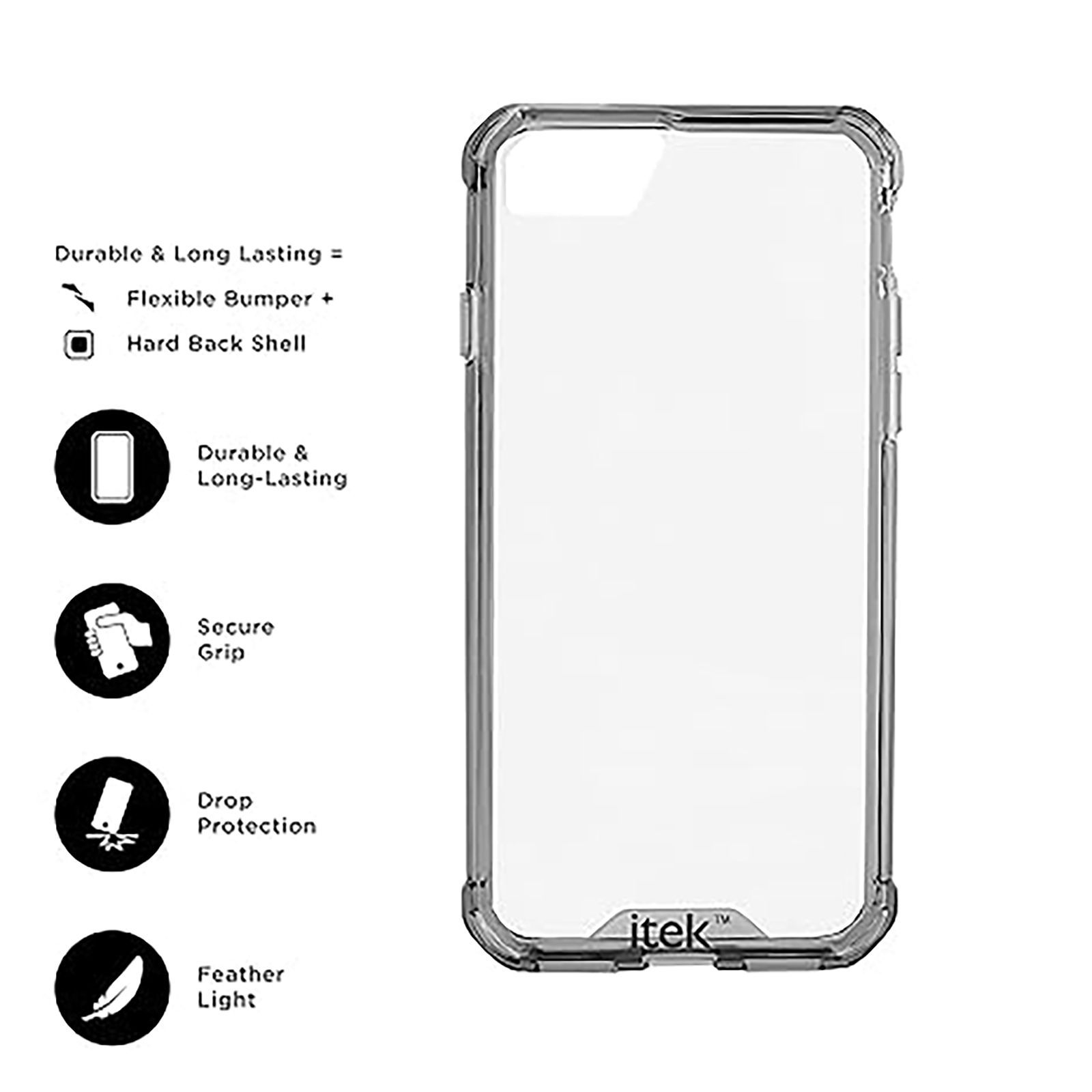 itek Air Hybrid Polycarbonate Back Cover for Apple iPhone 7 and iPhone 8 Plus (Camera Protection, Transparent)_3