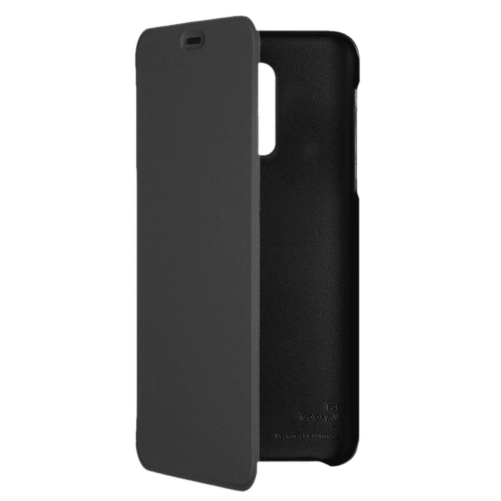 SAMSUNG Polyurethane Flip Cover for Galaxy J8 (Scratch Proof, Black)_1