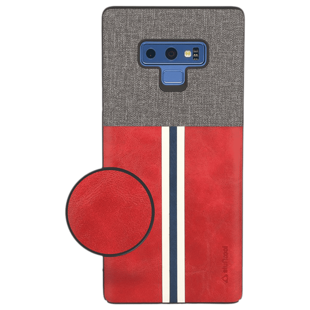 stuffcool Eto Sport PU Leather Back Cover for Samsung Galaxy Note 9 (Camera Protection, Red and Grey)_5