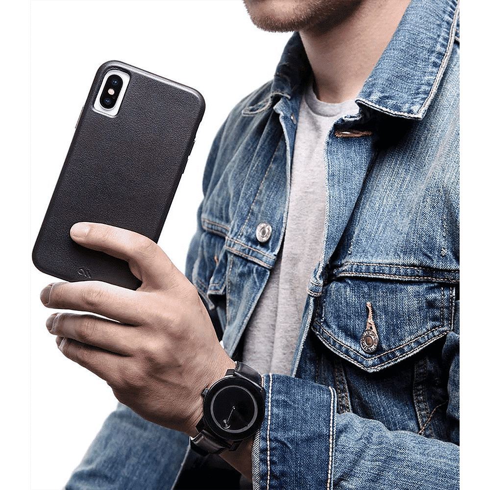 Case-Mate Barely There PU Leather Back Cover for Apple iPhone XS Max (Brushed Microfiber Interior, Black)_8