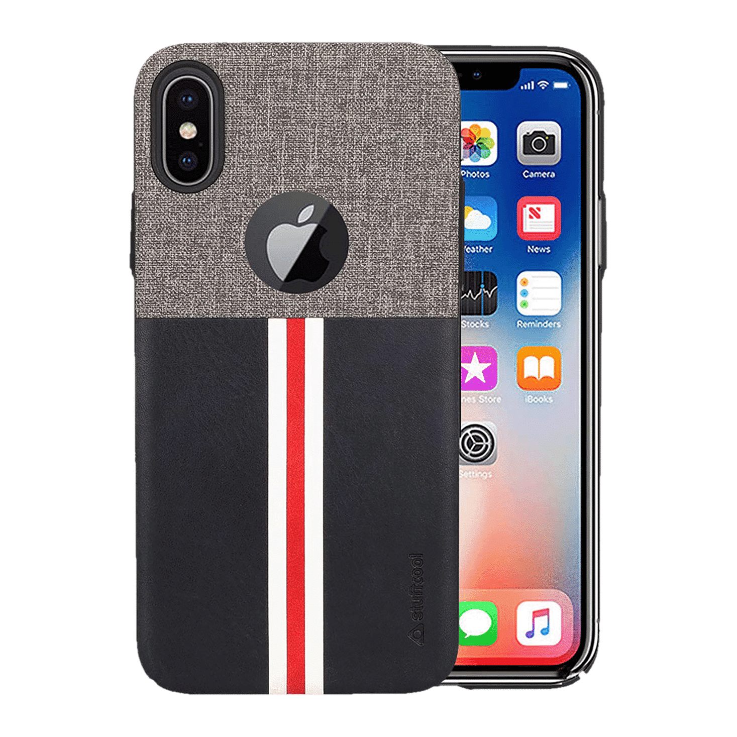 stuffcool Eto Sport PU Leather Back Cover for Apple iPhone XS Max (Camera Protection, Black and Grey)_1