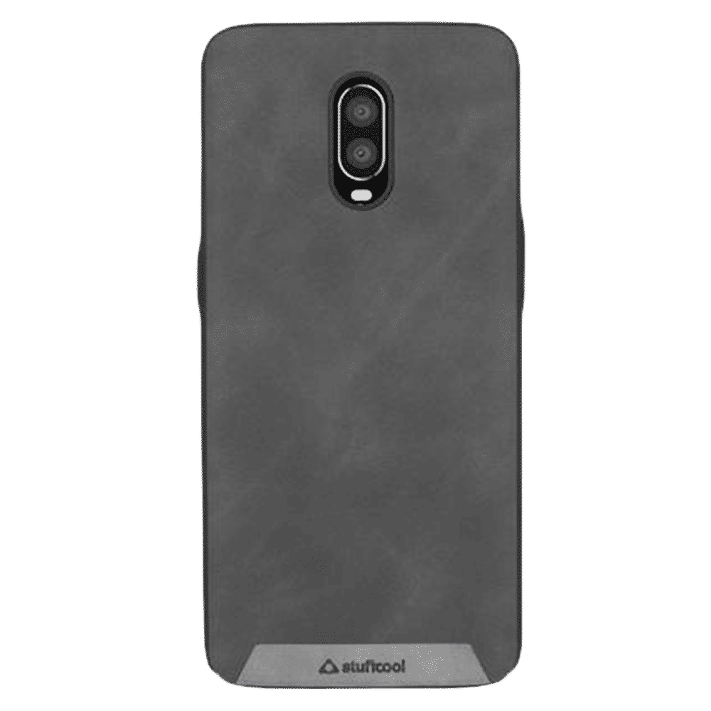 stuffcool Rego PU Leather Back Cover for OnePlus 6T (Camera Protection, Black)_1