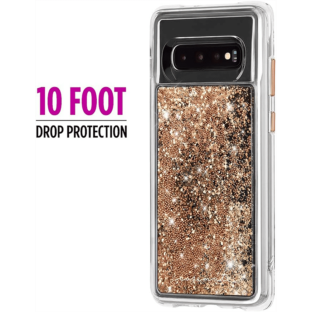 Case-Mate Waterfall Glitter Polycarbonate Back Cover for Samsung Galaxy S10 (Drop Protection, Gold)_7