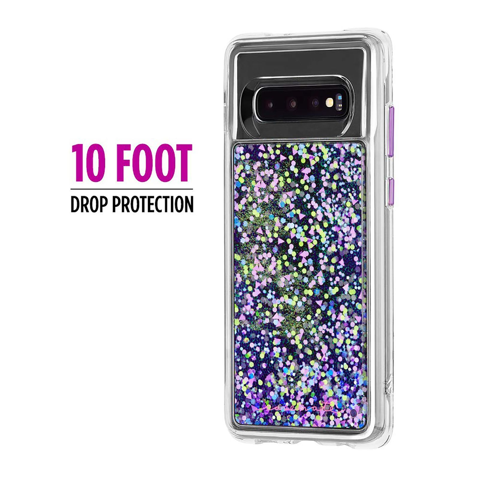 Case-Mate Waterfall Glitter Polycarbonate Back Cover for Samsung Galaxy S10 Plus (Drop Protection, Purple Glow)_8