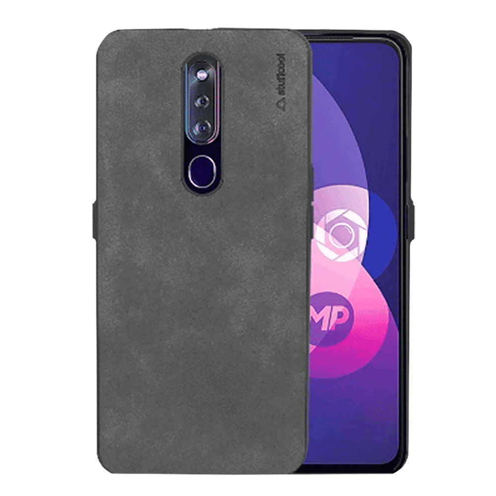 stuffcool Rego PU Leather Back Cover for Oppo F11 Pro (Camera Protection, Grey)_1