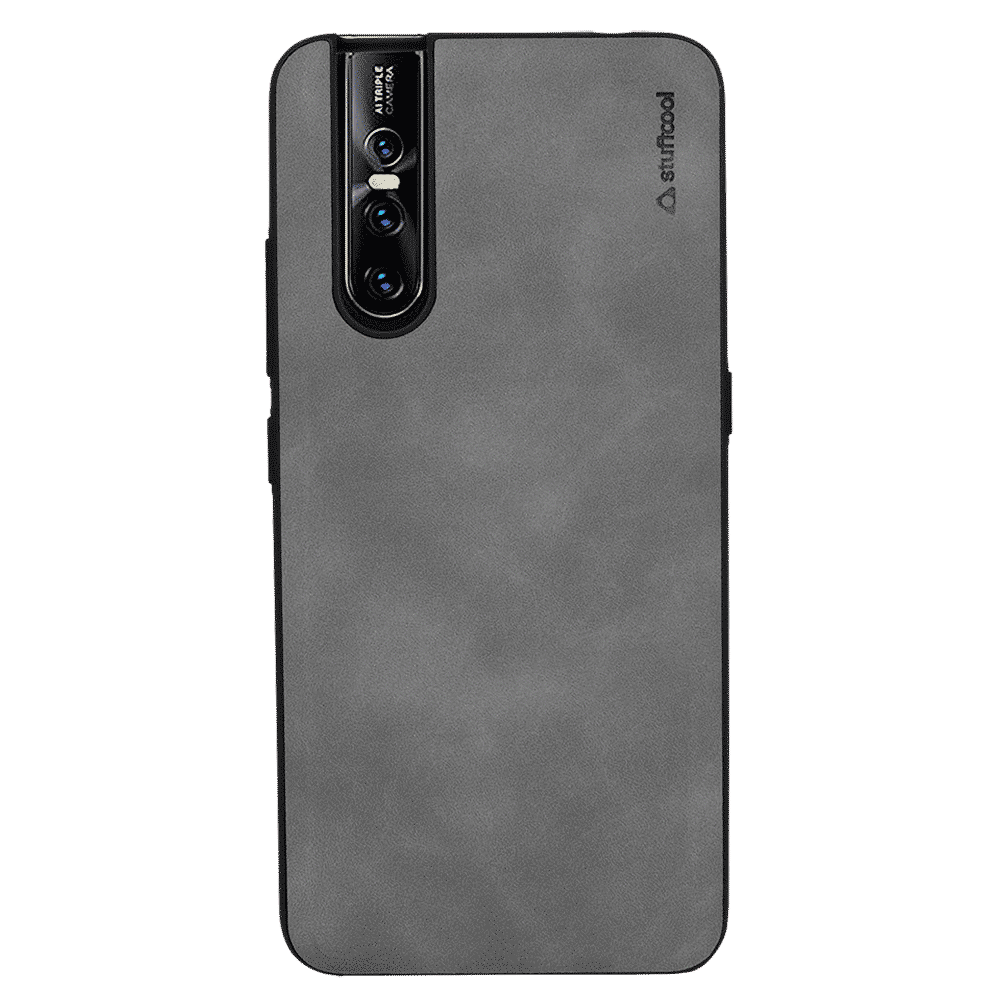 stuffcool Rego PU Leather Back Cover for Vivo V15 Pro (Camera Protection, Grey)_6