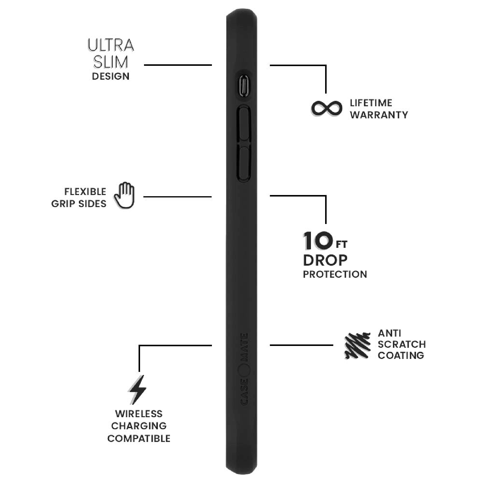 Case-Mate Barely Polycarbonate Back Cover for Apple iPhone 11 Pro (Anti Scratch, Black)_5