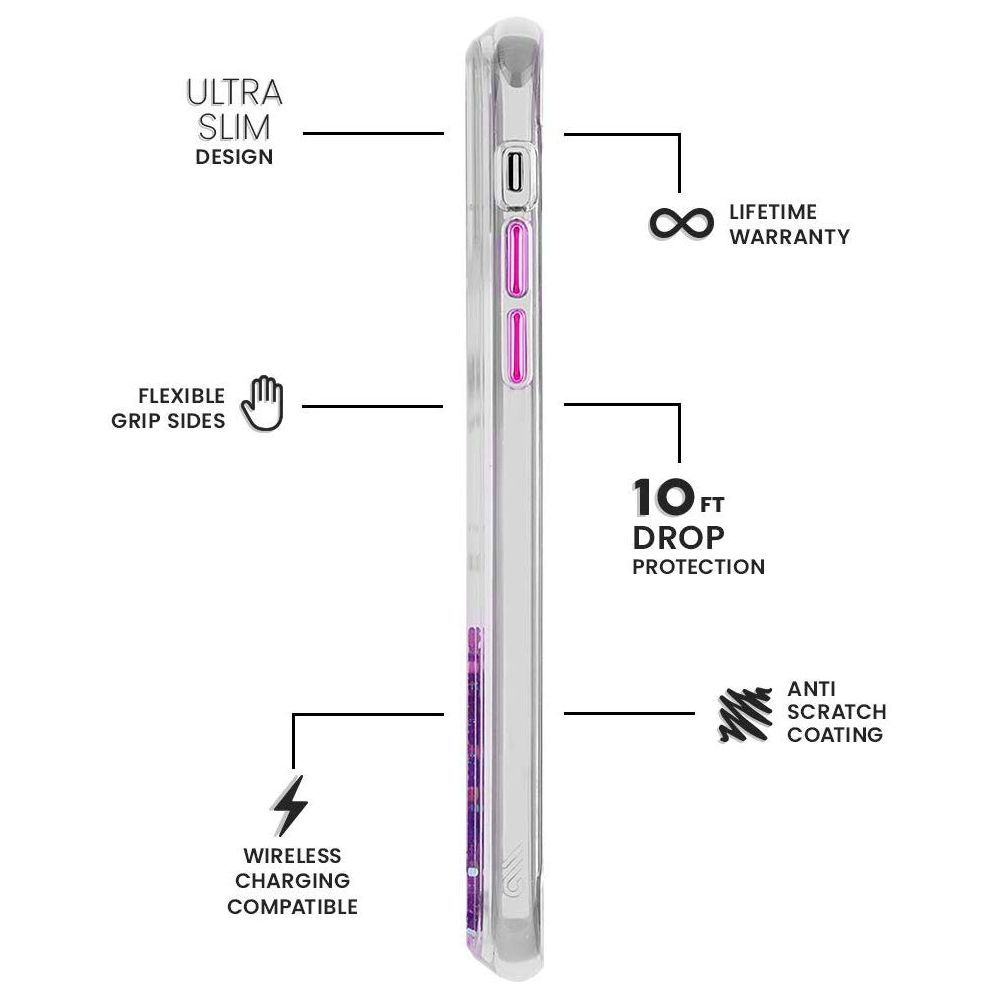 Case-Mate Waterfall Glitter Polycarbonate Back Cover for Apple iPhone 11 Pro (Wireless Charging Compatible, Confetti)_5