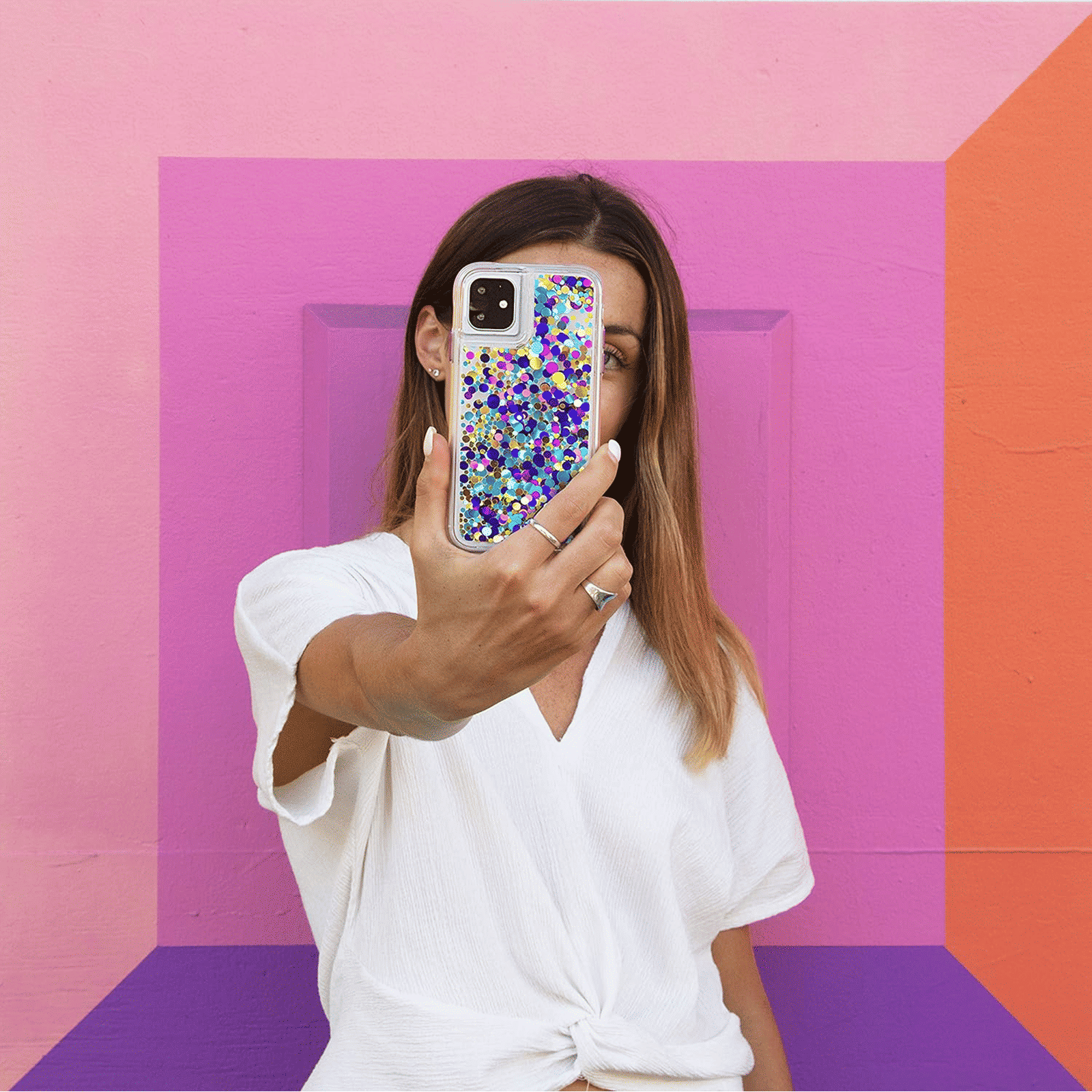 Case-Mate Waterfall Glitter Polycarbonate Back Cover for Apple iPhone 11 Pro (Wireless Charging Compatible, Confetti)_6