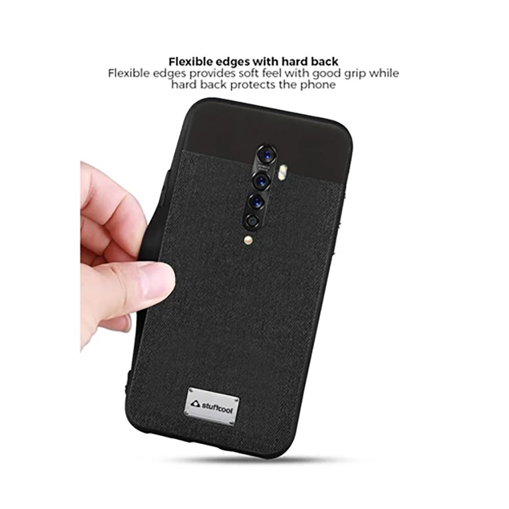 stuffcool Bon Leather Back Cover for Oppo Reno 2 (Camera Protection, Black)_3
