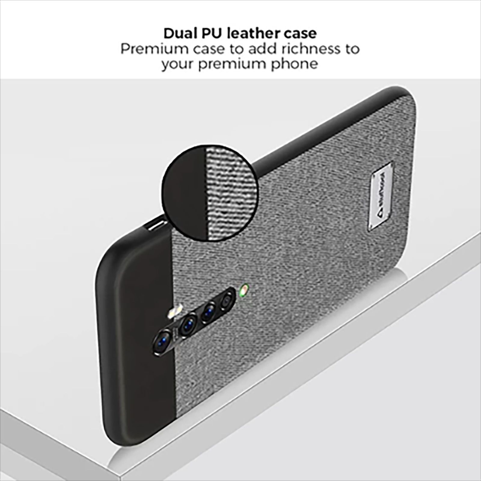 stuffcool Bon Leather Back Cover for Oppo Reno 2 (Camera Protection, Grey) stuffcool Bon Leather Back Cover for Oppo Reno 2 (Camera Protection, Grey)_3