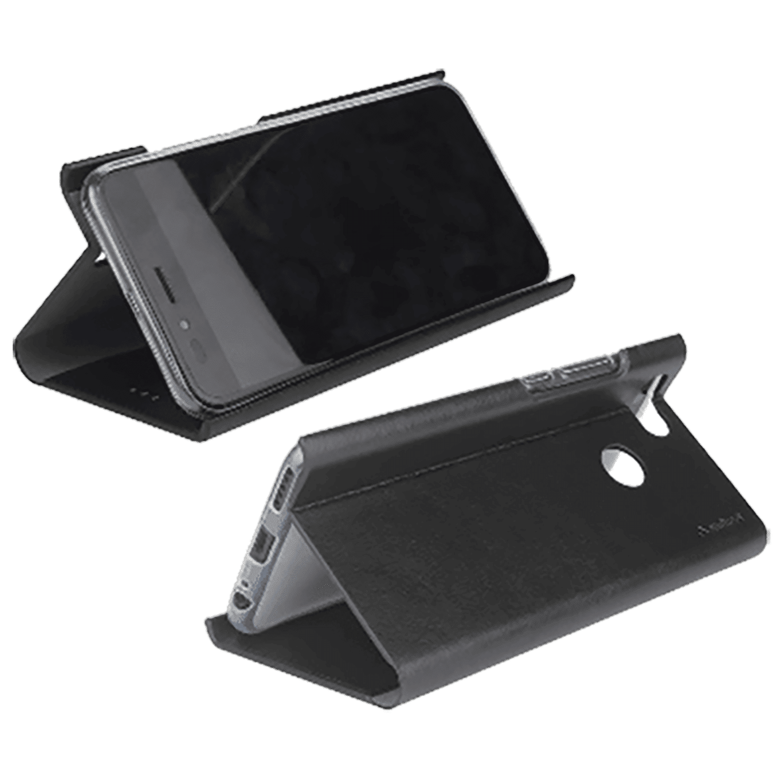 stuffcool Flipit Soft Leather Flip Cover for oppo A5s (Built-in Stand, Black)_1