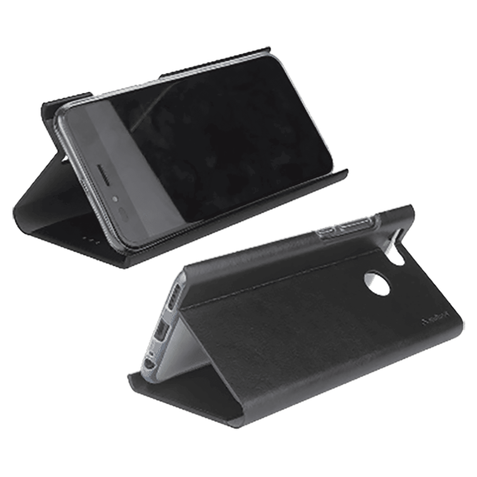 stuffcool Flipit Soft Leather Flip Cover for Redmi 7 (Built-in Stand, Black)_1