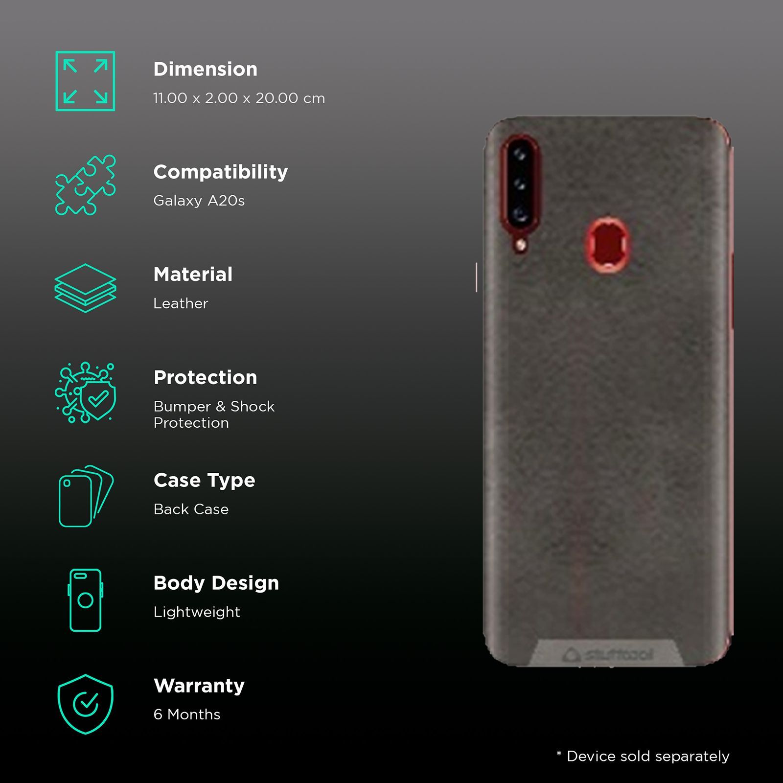 stuffcool Leather Soft Back Cover SAMSUNG Galaxy A20s (Bumper & Shock Protection, Black)_2