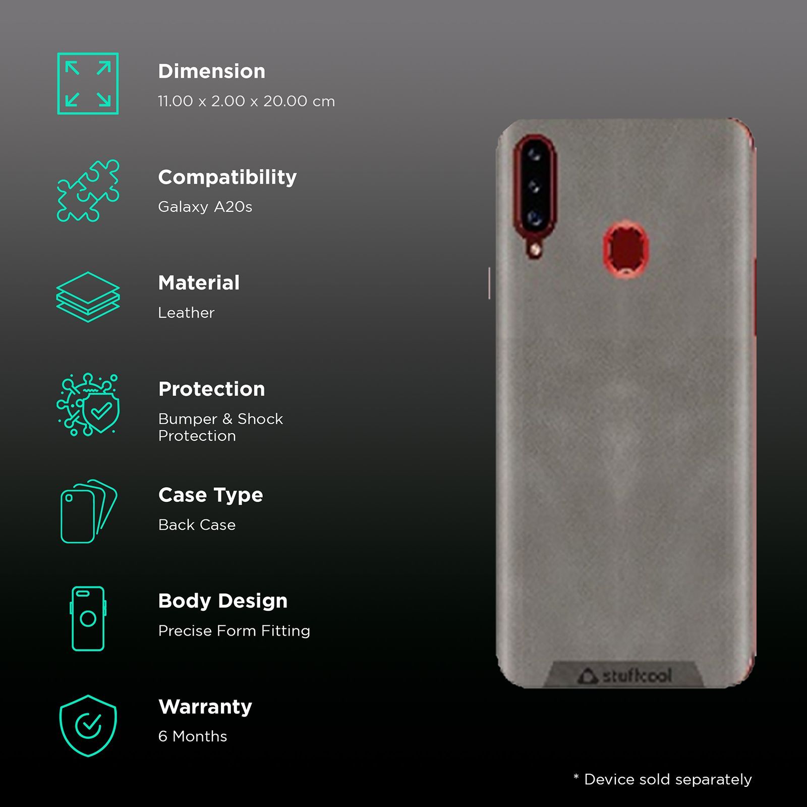 stuffcool Leather Soft Back Cover SAMSUNG Galaxy A20s (Bumper & Shock Protection, Grey) stuffcool Leather Soft Back Cover SAMSUNG Galaxy A20s (Bumper & Shock Protection, Grey)_2