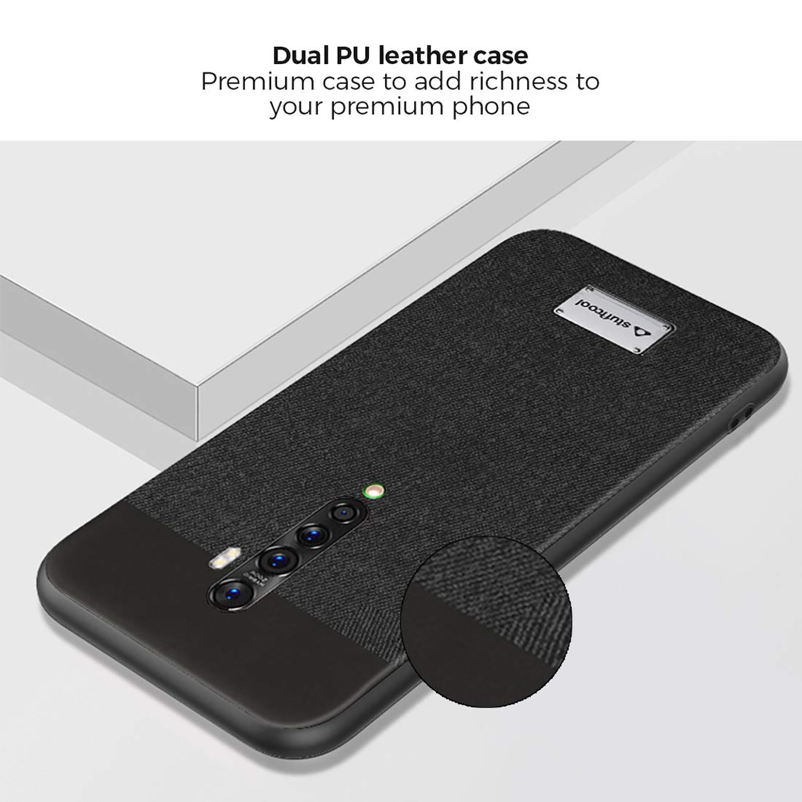 stuffcool PU & Leather Back Cover oppo Reno 2Z (Scratch Protection, Black)_7