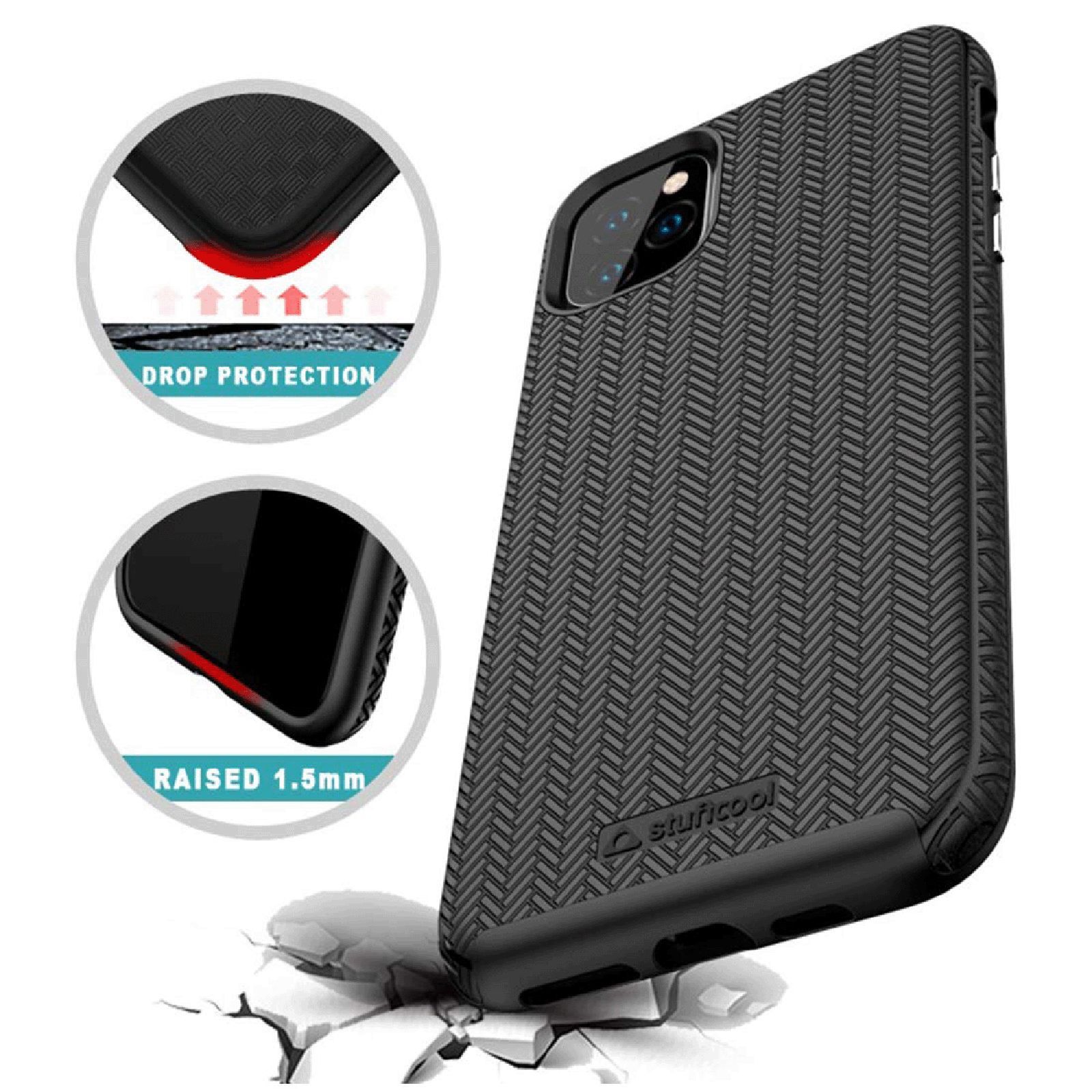 stuffcool Pine Hard Polycarbonate Back Cover for Apple iPhone 11 (Camera Protection, Black)_5