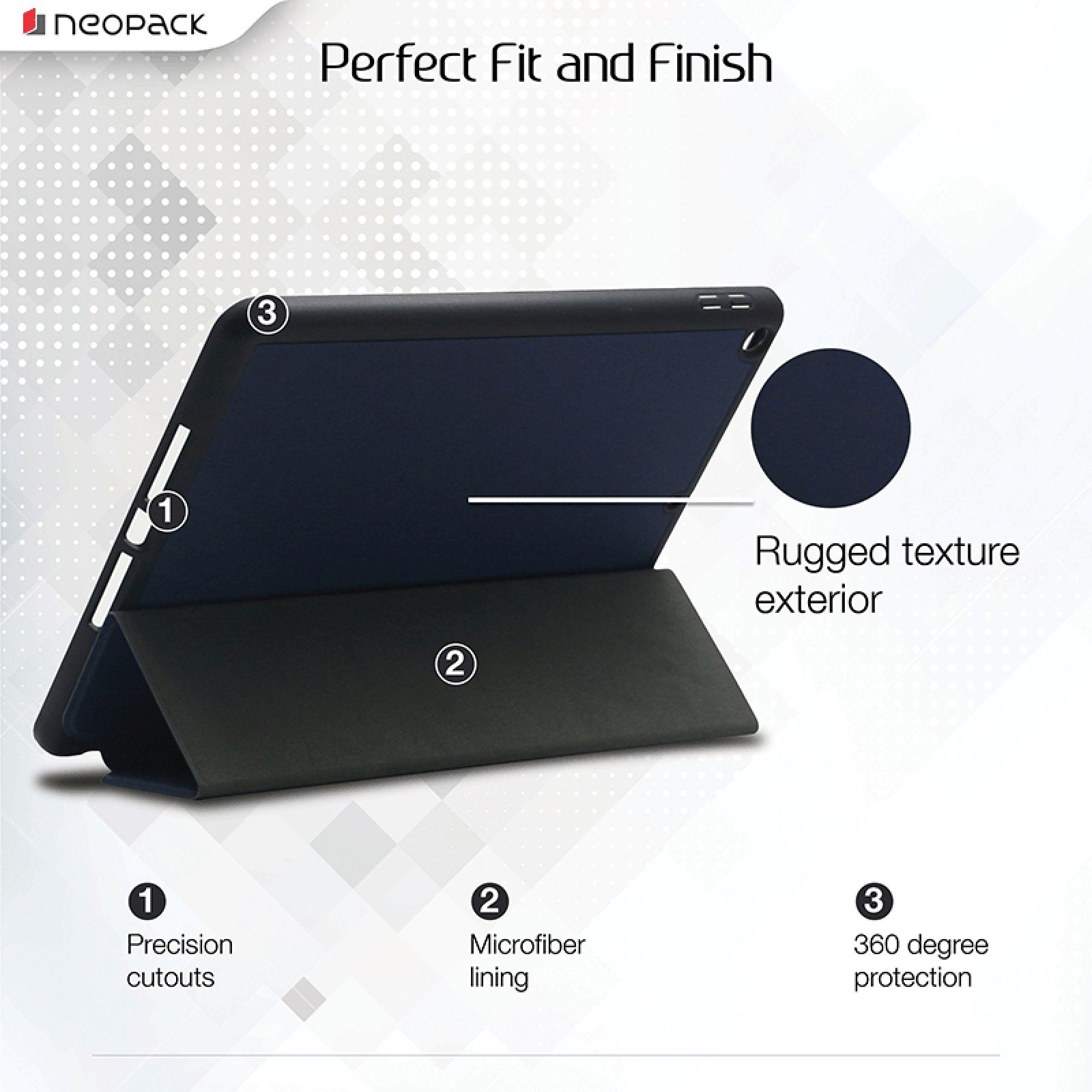 neopack Trifold Smart Delta Polyurethane Flip Cover for Apple iPad 10.2 Inch (Magnetic Folding Design, Navy Blue)_8