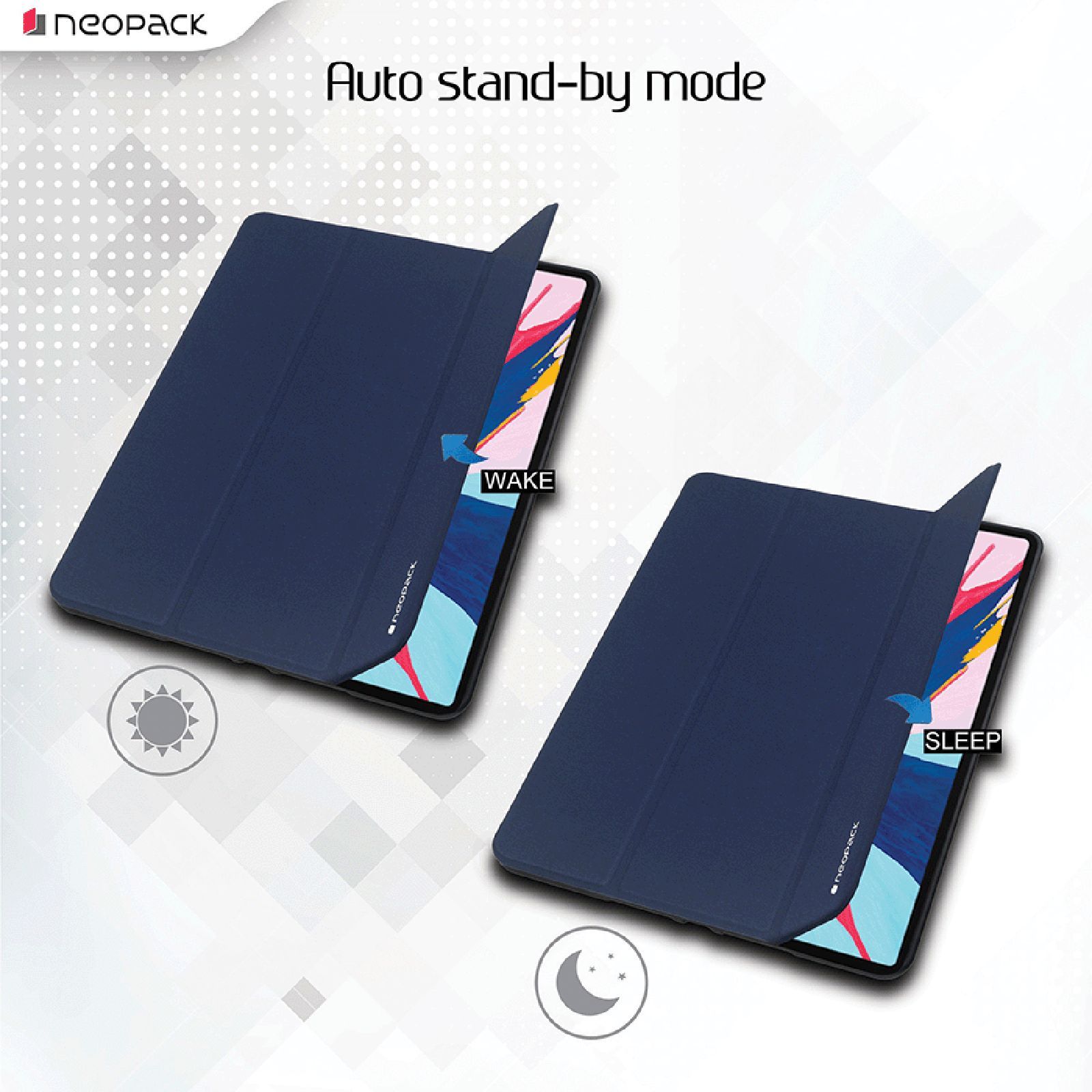 neopack Trifold Smart Delta Polyurethane Flip Cover for Apple iPad 10.2 Inch (Magnetic Folding Design, Navy Blue)_4