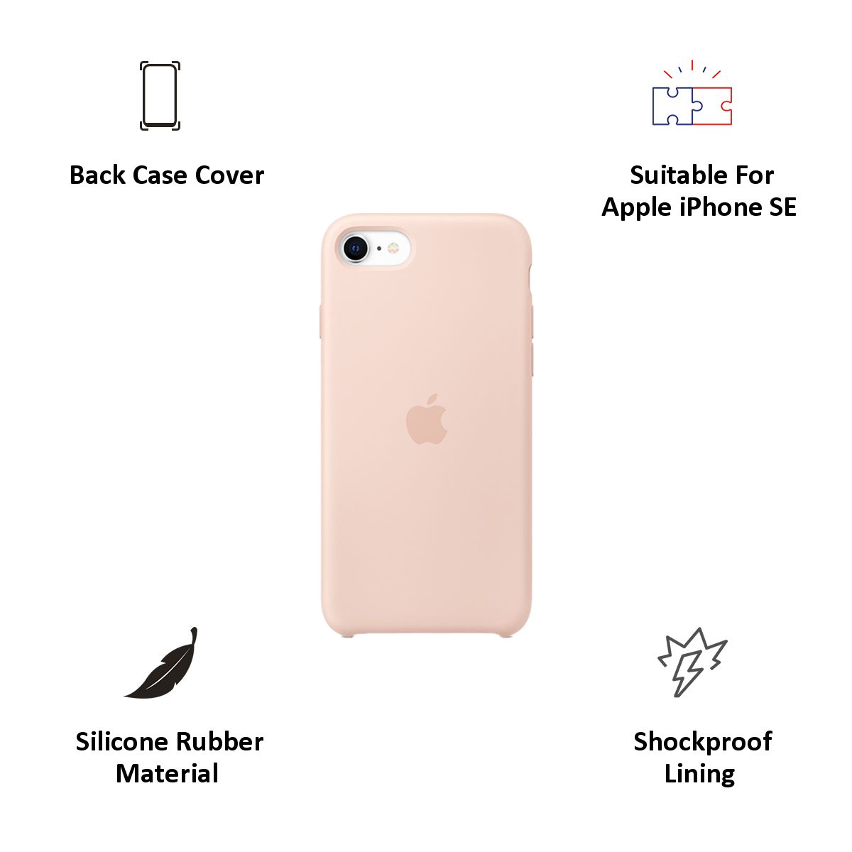 Apple MXYK2ZM/A Silicone Back Cover for iPhone SE (Microfiber Lining, Pink Sand)_3