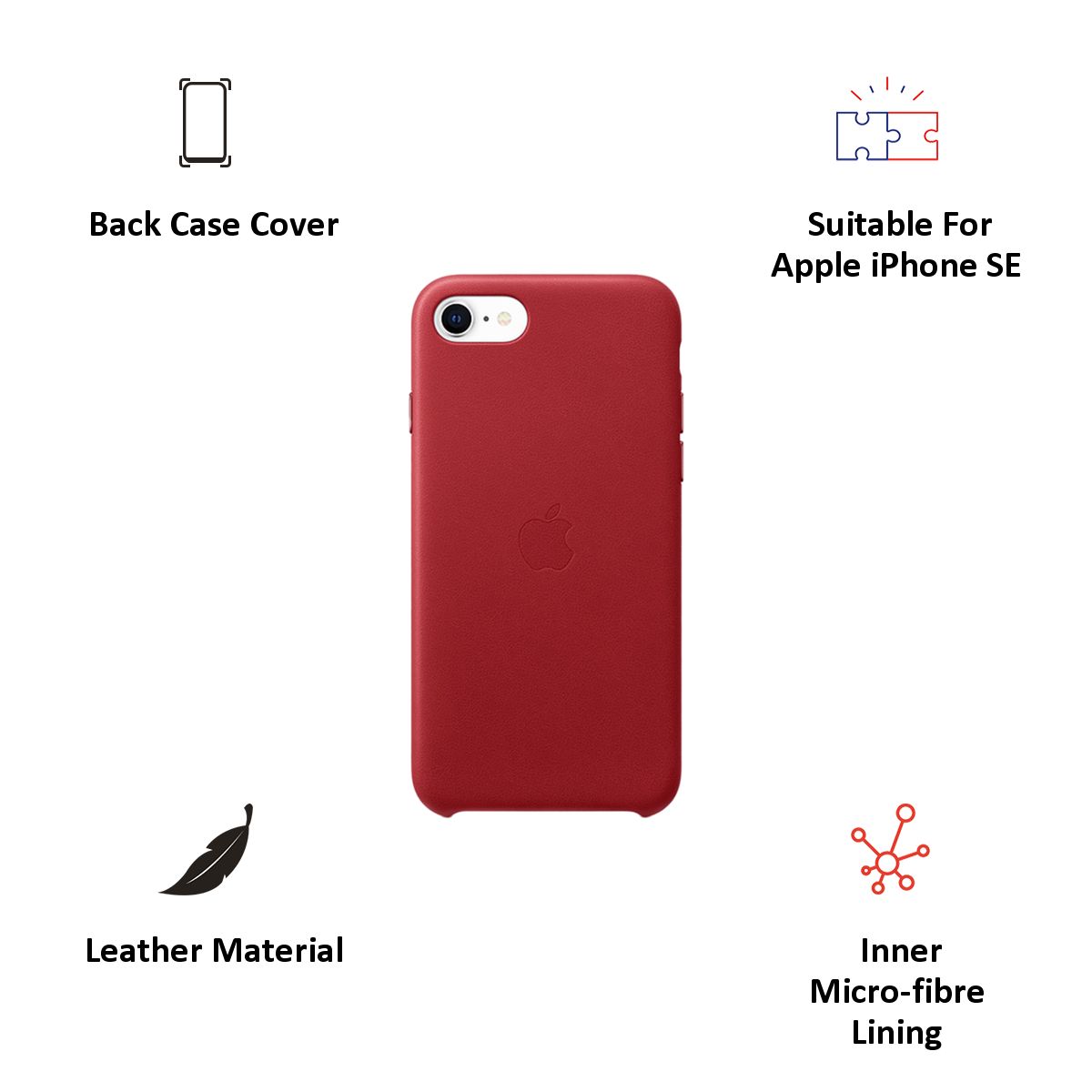 Apple iPhone SE Leather Back Case Cover (MXYL2ZM/A, Product Red) Apple iPhone SE Leather Back Case Cover (MXYL2ZM/A, Product Red)_2