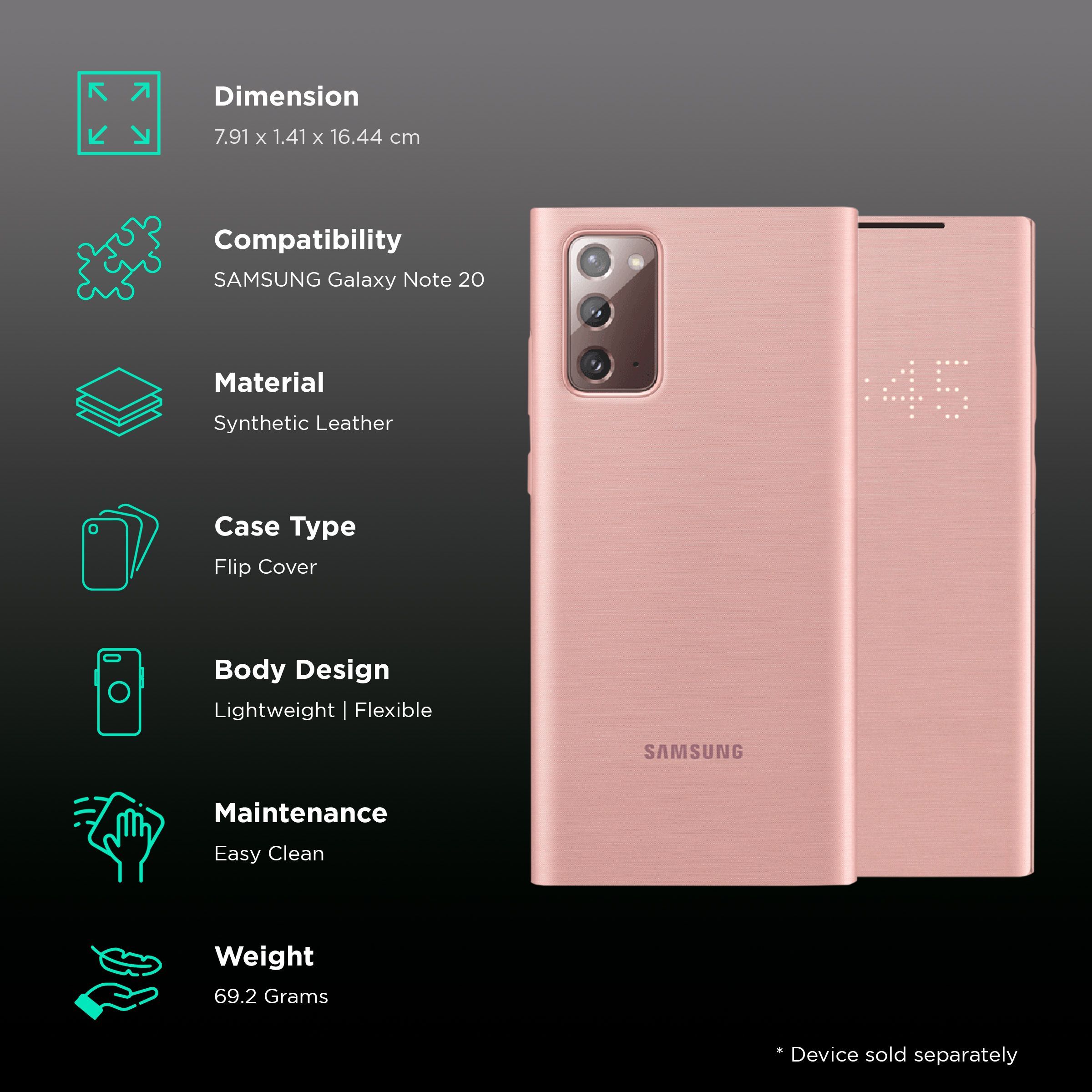 SAMSUNG Synthetic Leather Flip Cover for SAMSUNG Galaxy Note 20 (Convenient Alerts, Mystic Bronze)_2