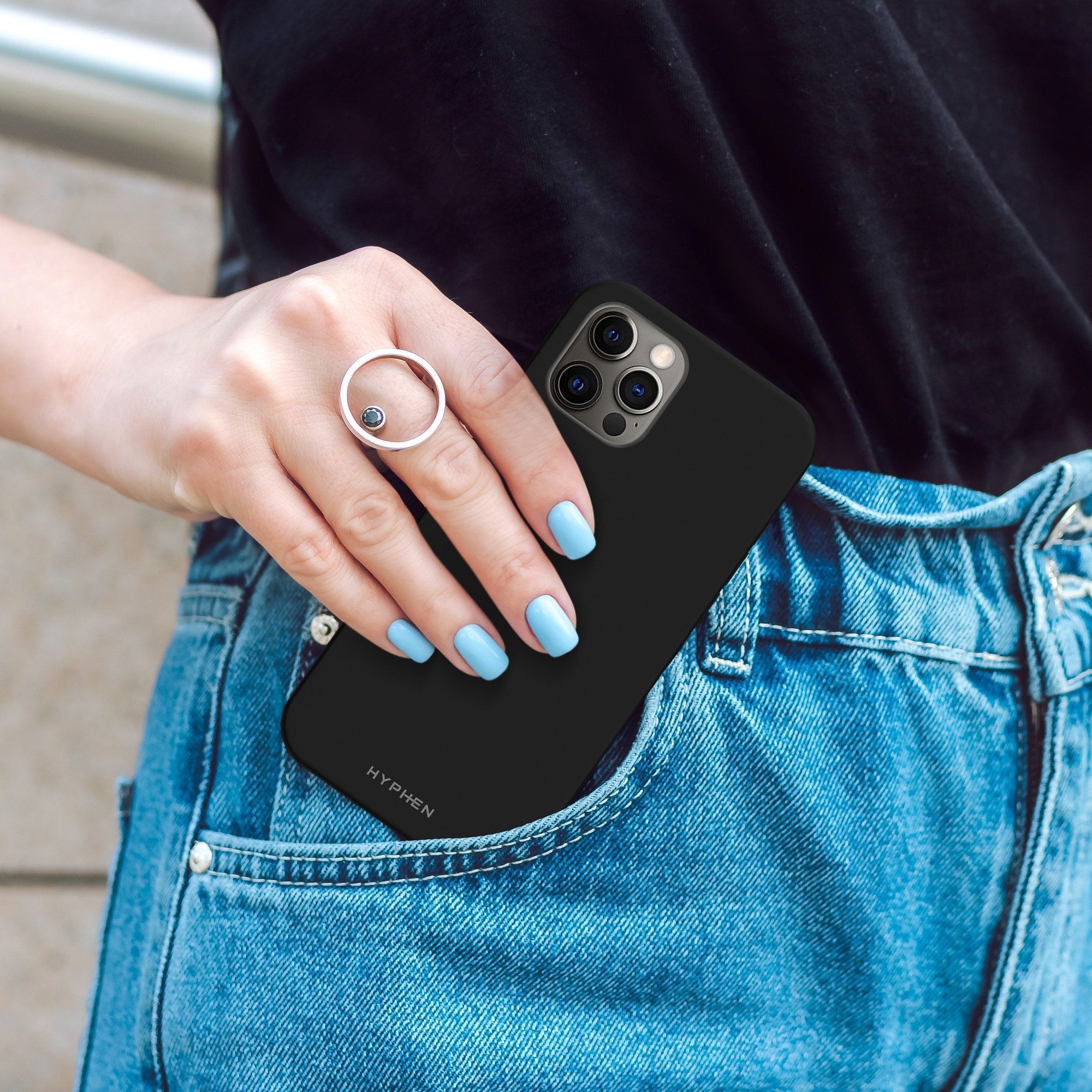 Hyphen TINT Soft Polyurethane Silicone Back Cover for Apple iPhone 12, 12 Pro (Supports Wireless Charging, Black)_4