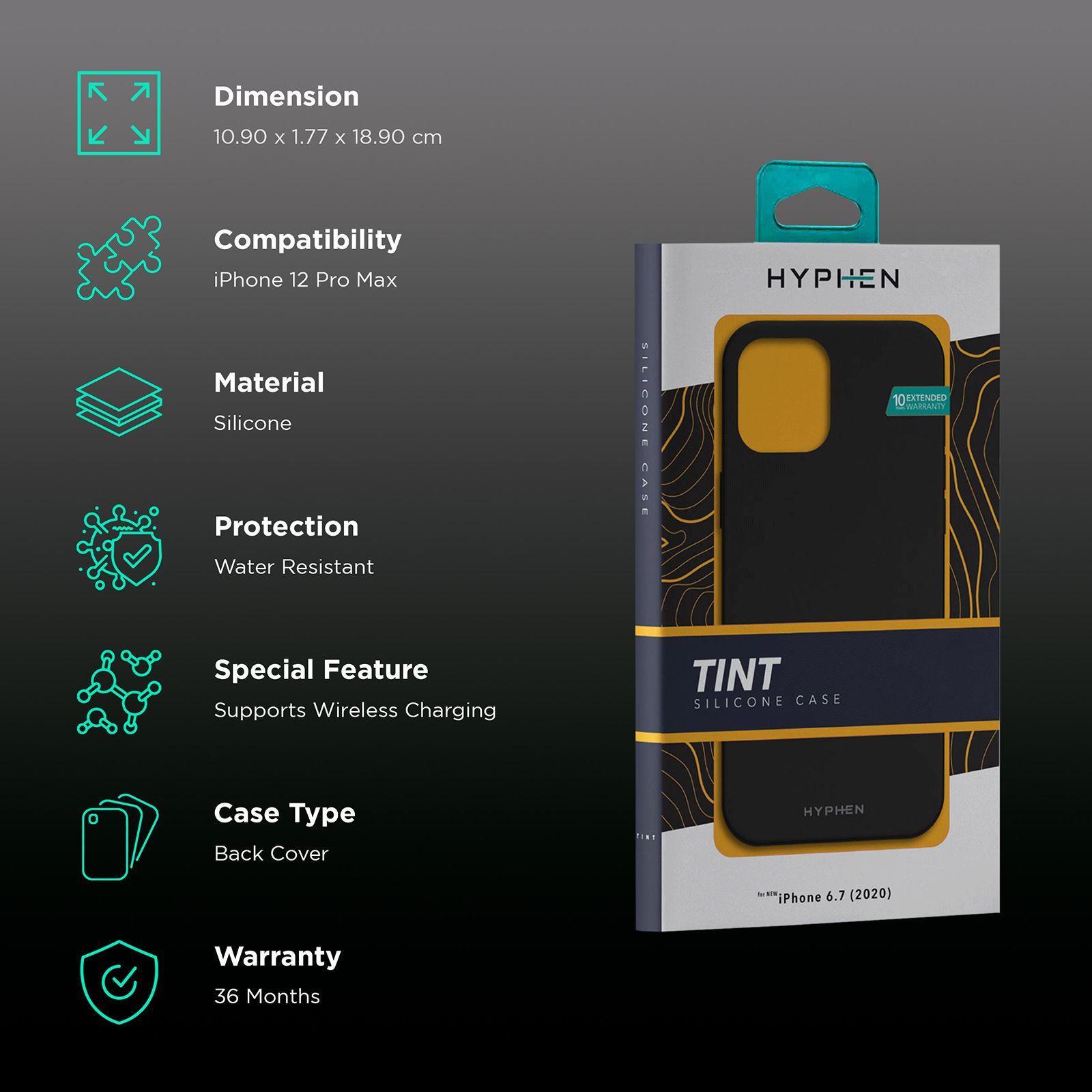 HYPHEN Tint Silicone Back Cover for Apple iPhone 12 Pro Max (Compact and Flexible, Black)_2