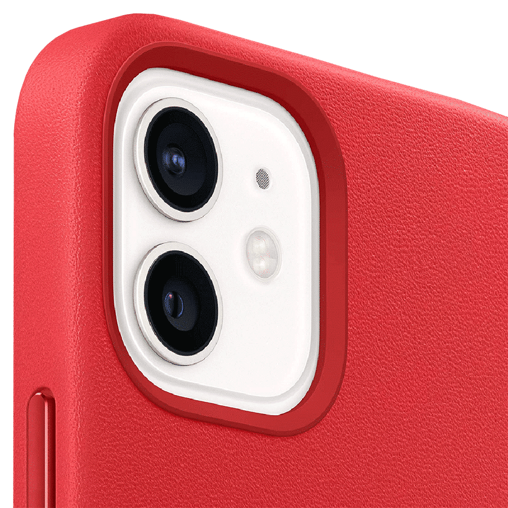 Apple Soft Leather Back Cover for Apple iPhone 12, 12 Pro (Built-in Magnets, (Product) Red)_5