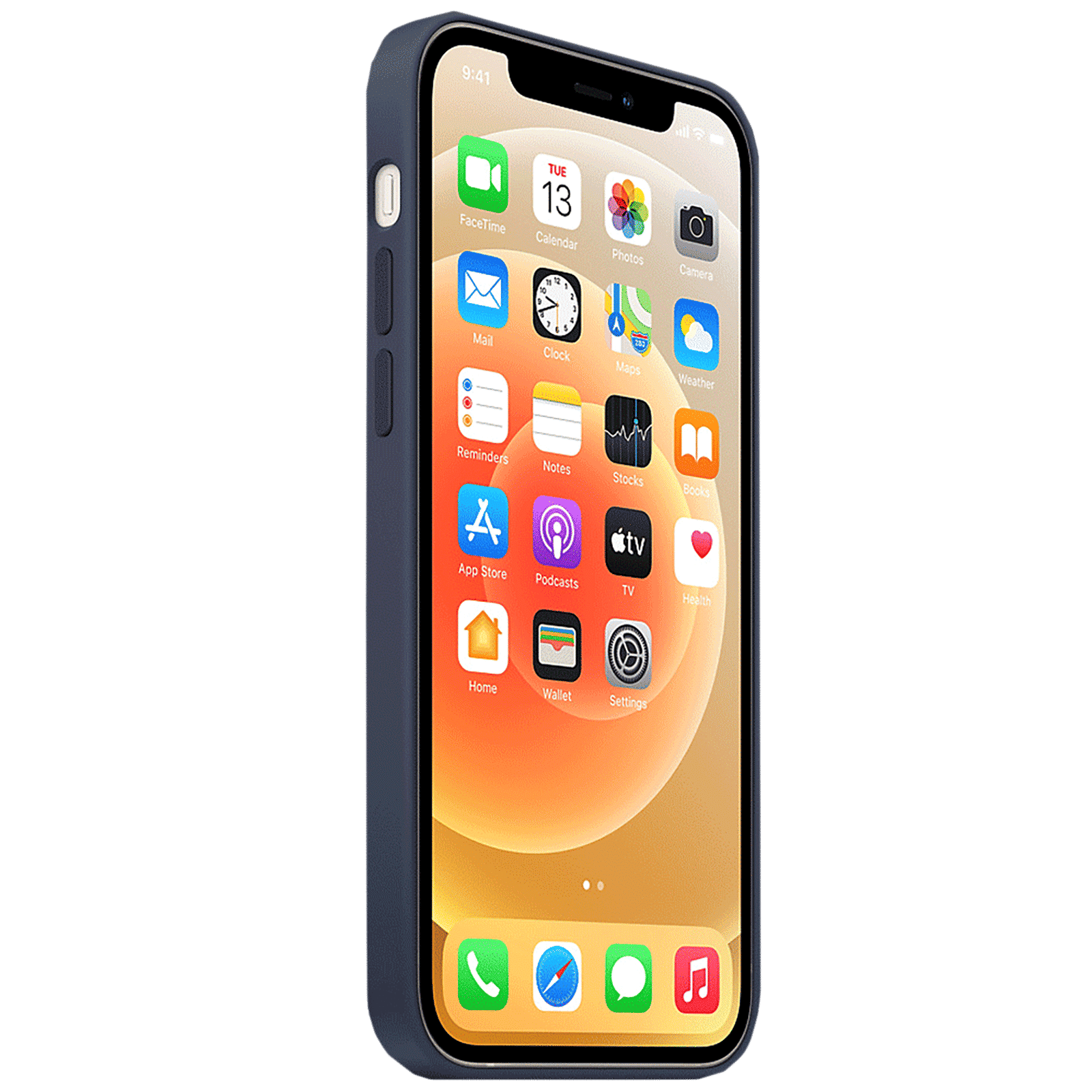 Apple Soft Silicone Back Cover for Apple iPhone 12, 12 Pro (Built-in Magnets, Deep Navy)_4