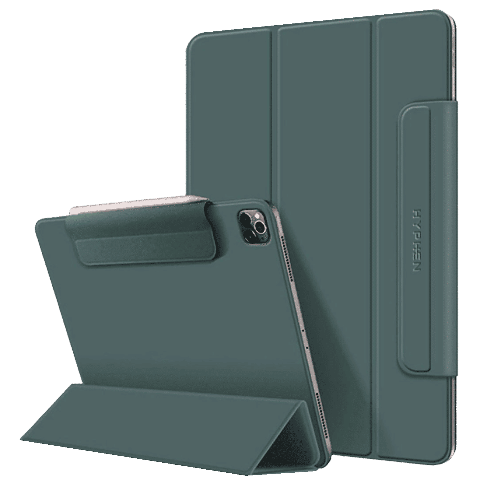Hyphen VERSO Polyurethane Folio Case for Apple iPad Pro 11 Inch (3rd, 4th & 5th Gen) (Built-in Magnet, Midnight Green)_1