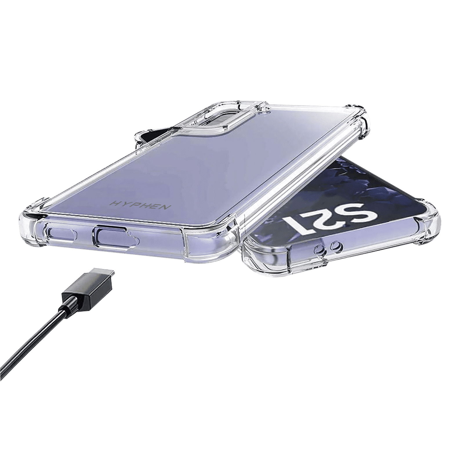 HYPHEN Soft TPU Back Cover for SAMSUNG S21 (Wireless Charging Compatible, Clear)_7