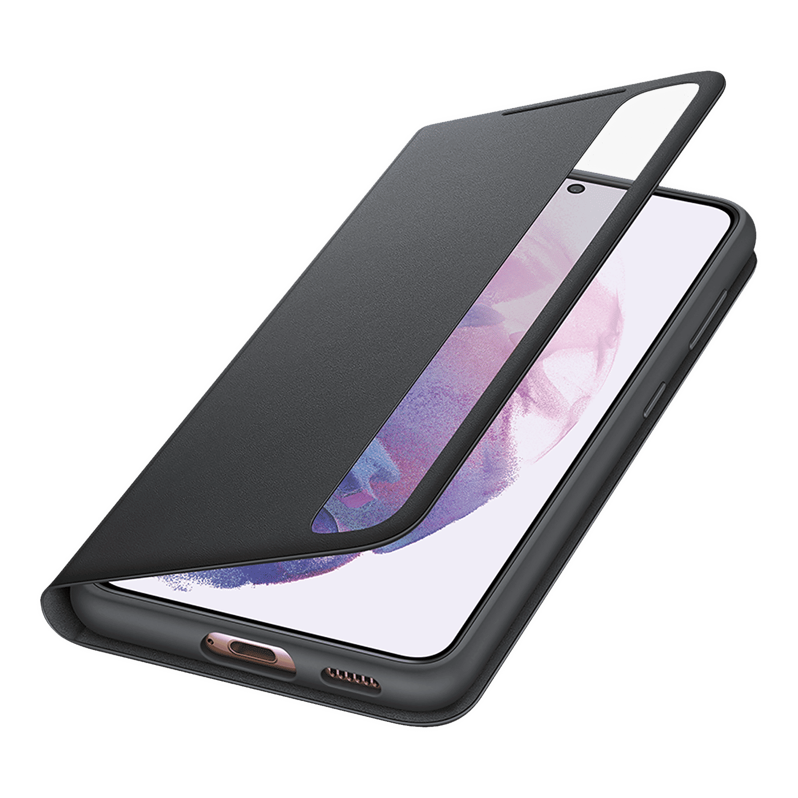 SAMSUNG Smart Clear View TPU Flip Cover for SAMSUNG Galaxy S21 (Anti-Microbial, Black)_3