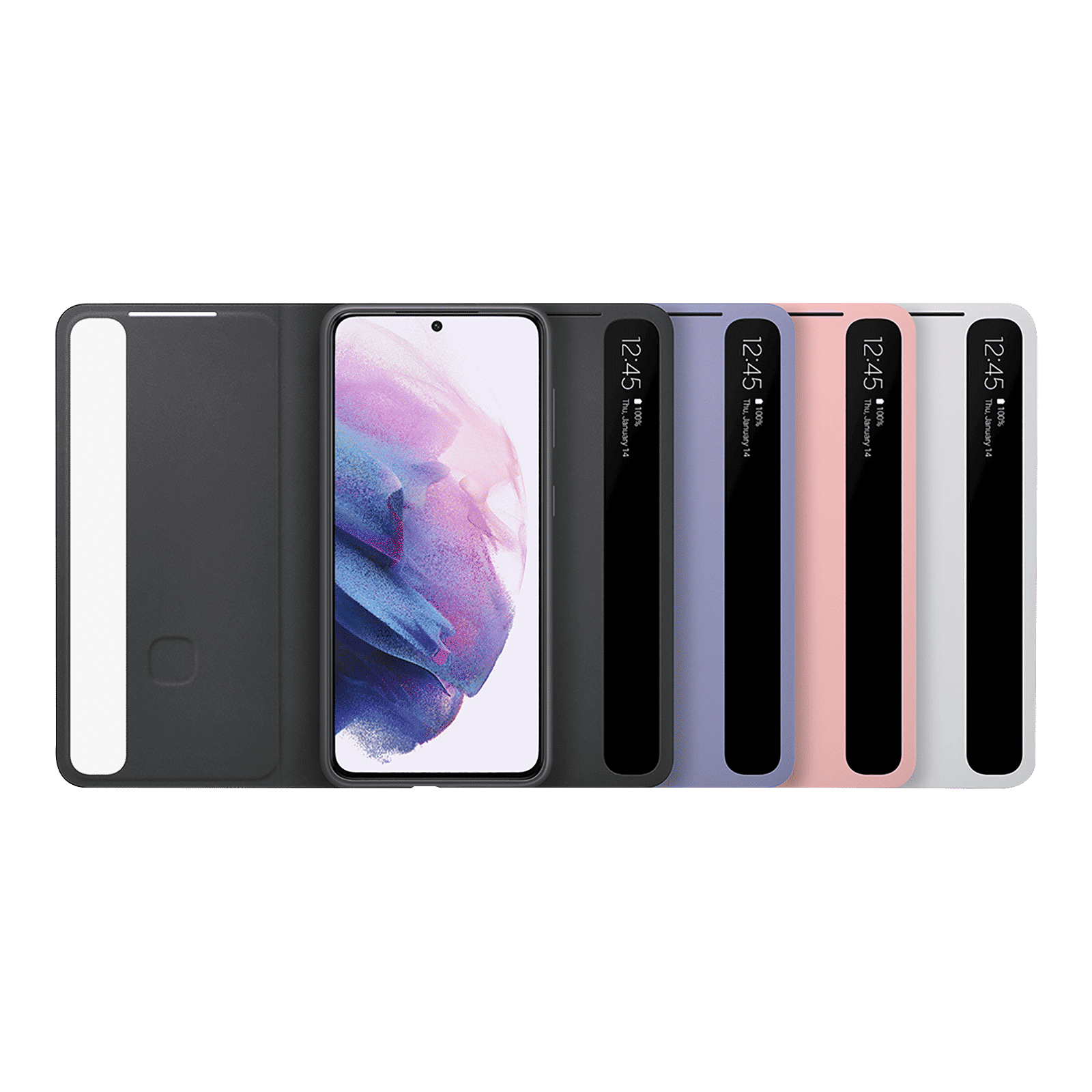 SAMSUNG Smart Clear View TPU Flip Cover for SAMSUNG Galaxy S21 (Anti-Microbial, Black)_4