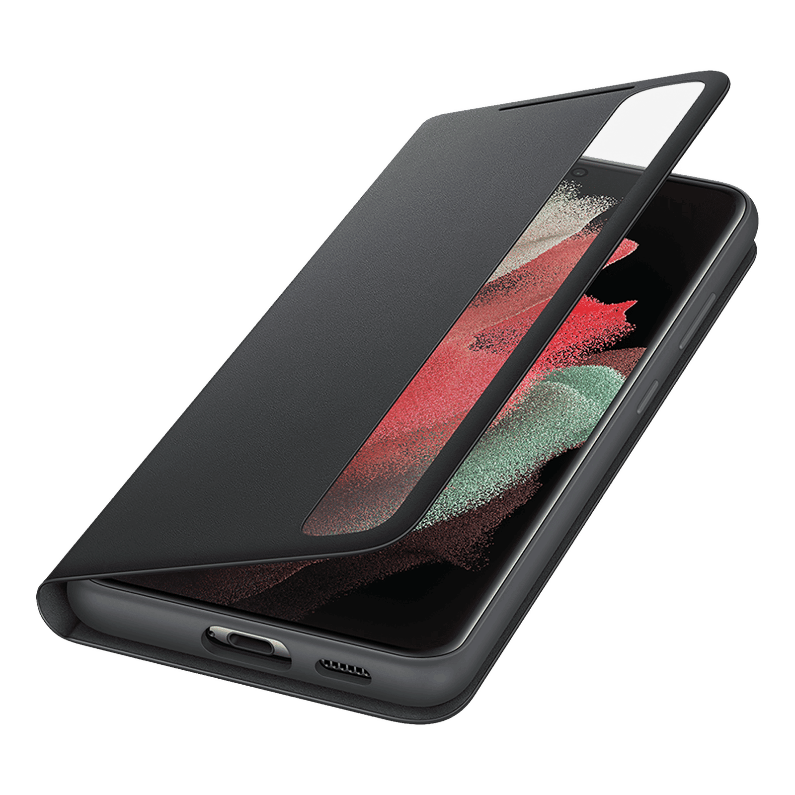 SAMSUNG Smart Clear View TPU Flip Cover for SAMSUNG Galaxy S21 Ultra (Anti-Microbial, Black)_3