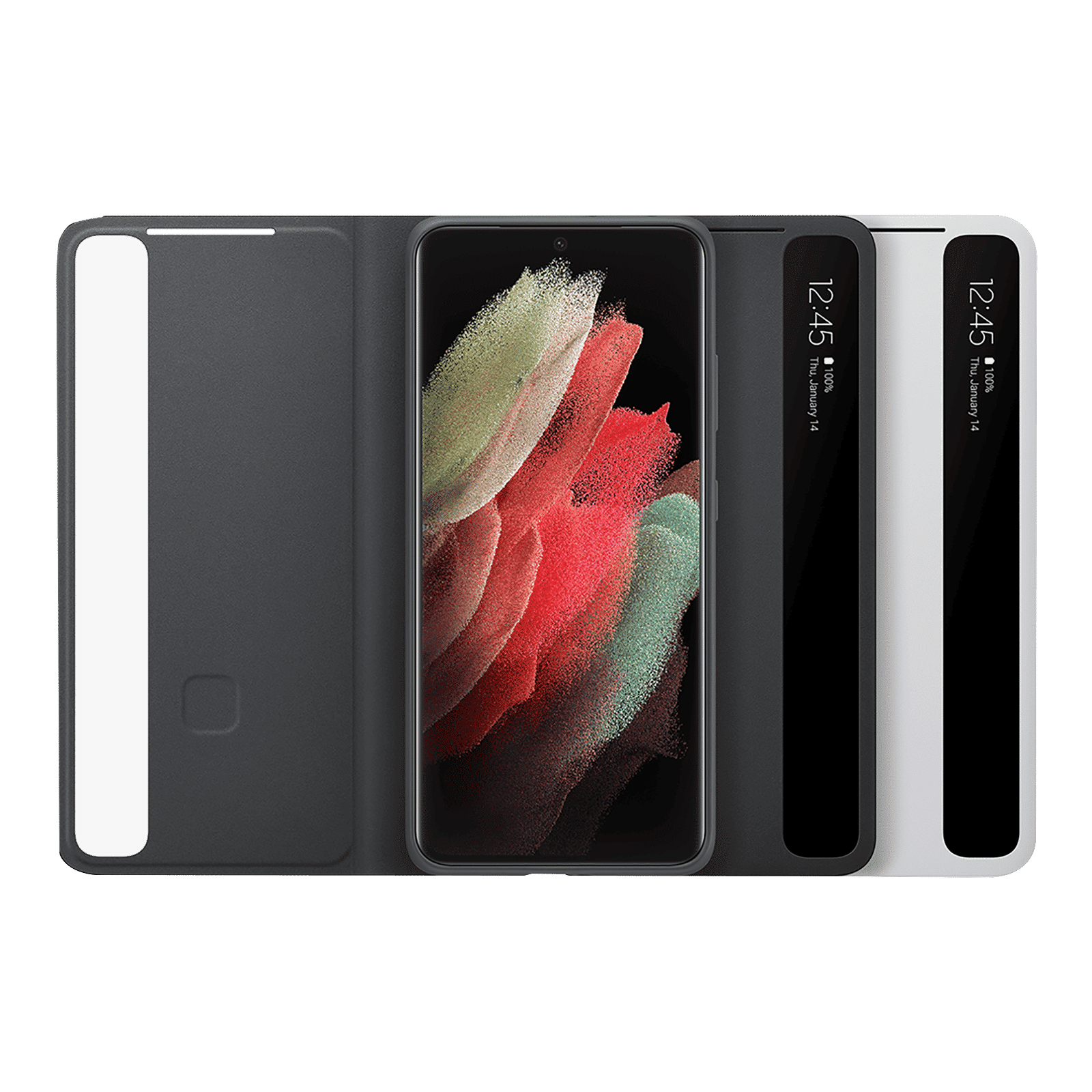 SAMSUNG Smart Clear View TPU Flip Cover for SAMSUNG Galaxy S21 Ultra (Anti-Microbial, Black)_4