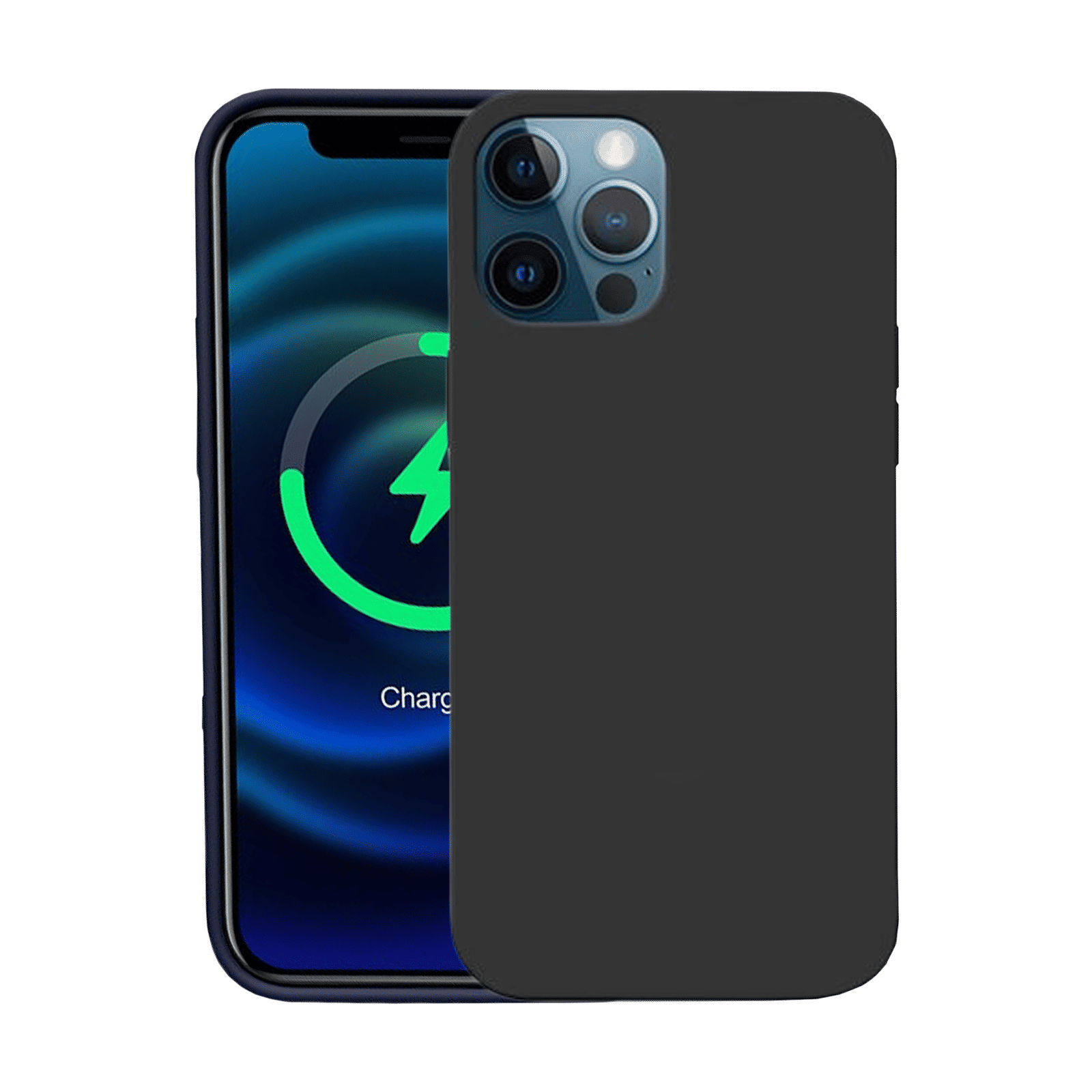 Vaku Soft Silicone & Microfiber Back Cover for Apple iPhone 12, 12 Pro (Supports Wireless Charging, Black)_1