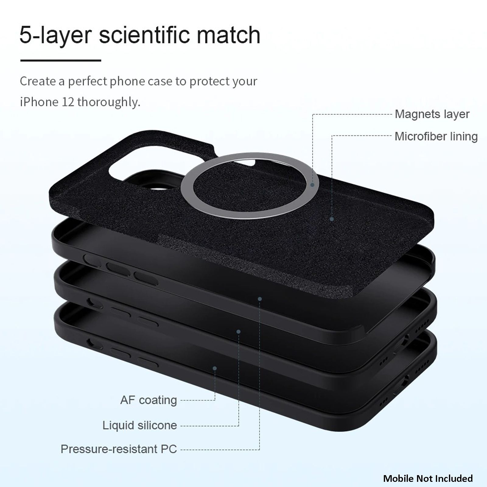 Vaku Soft Silicone & Microfiber Back Cover for Apple iPhone 12, 12 Pro (Supports Wireless Charging, Black)_5