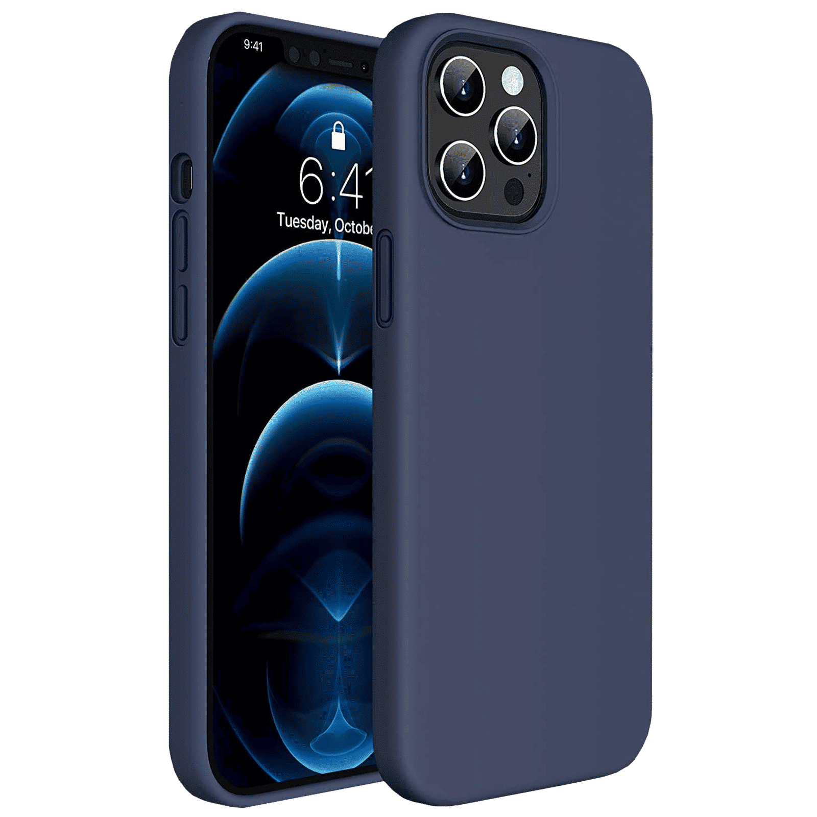 Vaku Soft Silicone & Microfiber Back Cover for Apple iPhone 12, 12 Pro (Supports Wireless Charging, Blue)_1