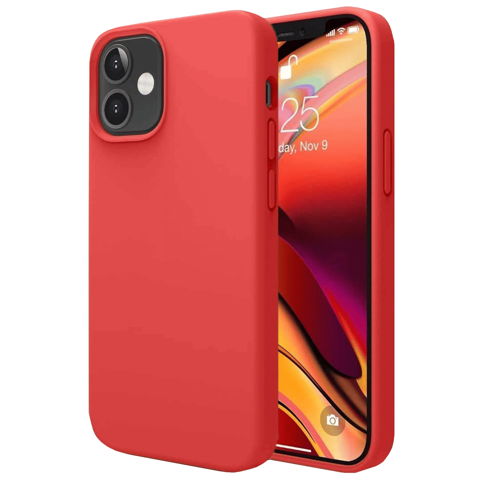 Vaku Soft Silicone & Microfiber Back Cover for Apple iPhone 12, 12 Pro (Supports Wireless Charging, Red)_1